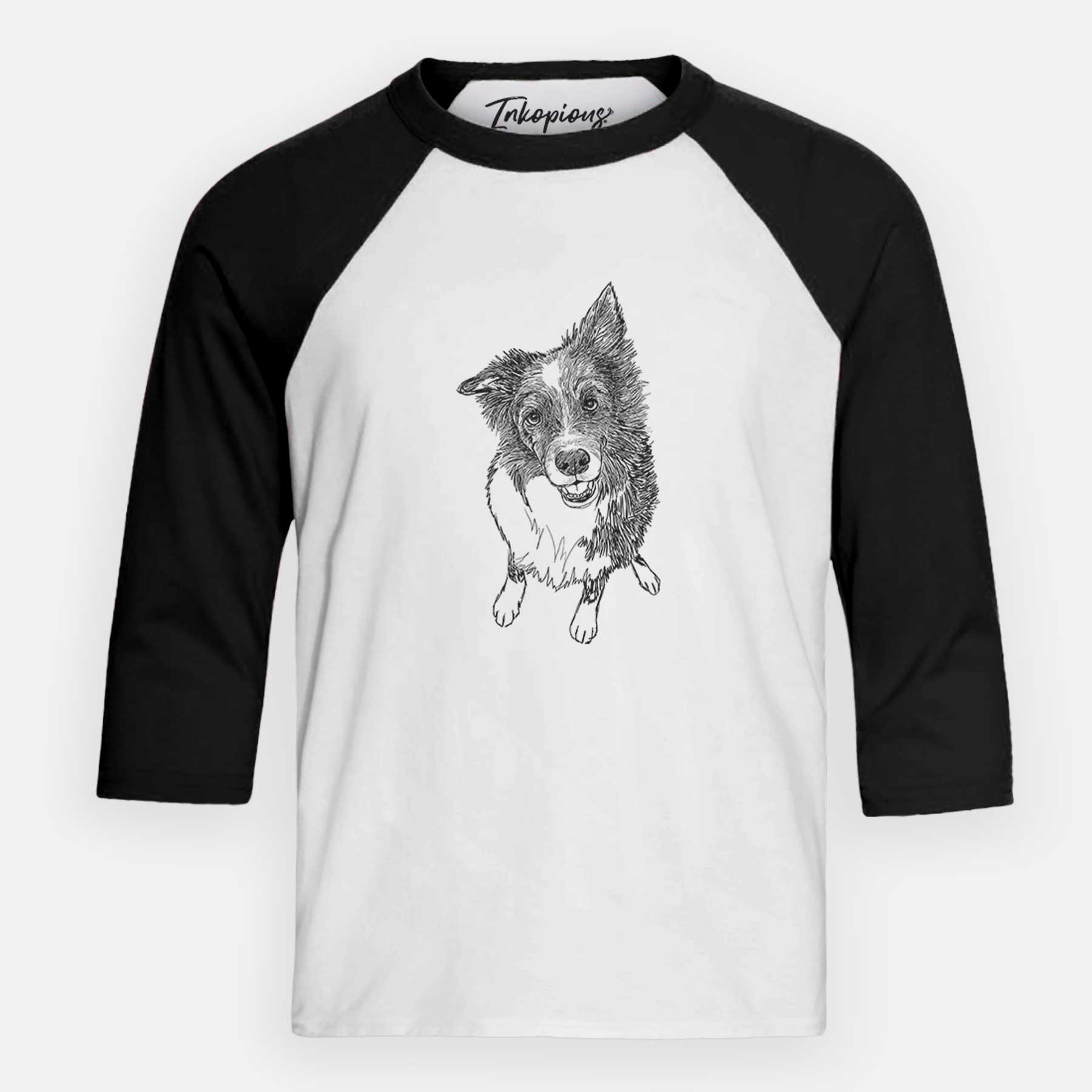 Doodled Koa the Border Collie - Youth 3/4 Long Sleeve