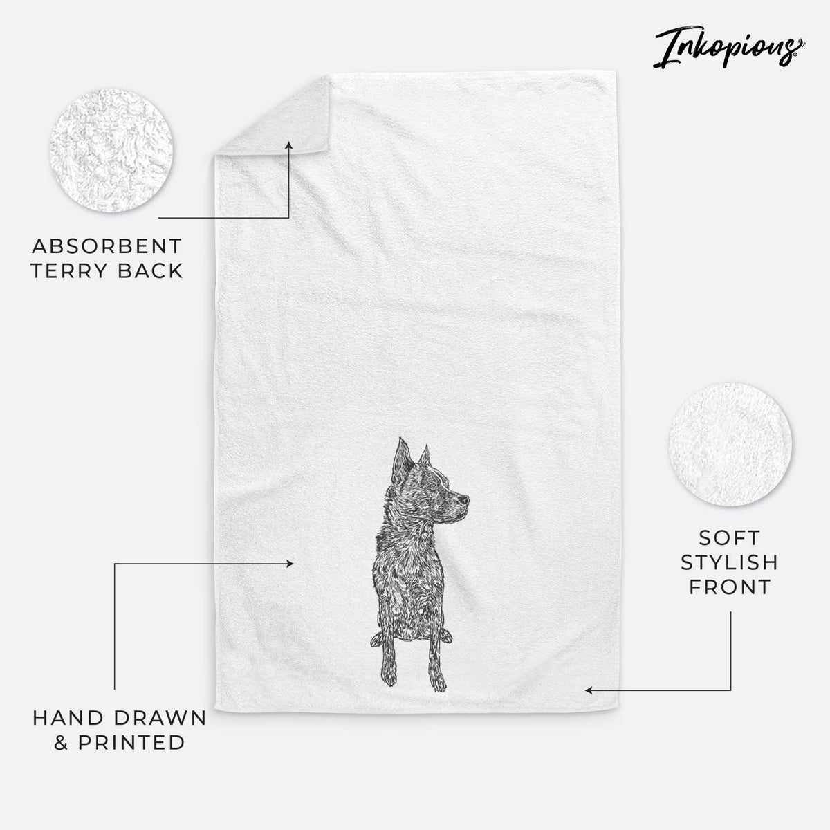 Doodled Koda the Chow Pit Mix Decorative Hand Towel