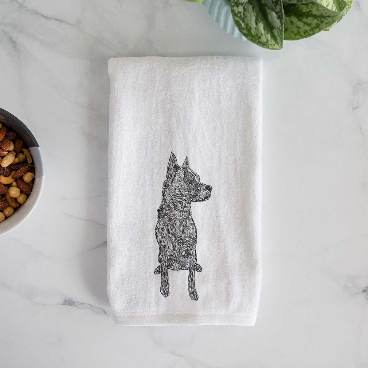 Doodled Koda the Chow Pit Mix Decorative Hand Towel