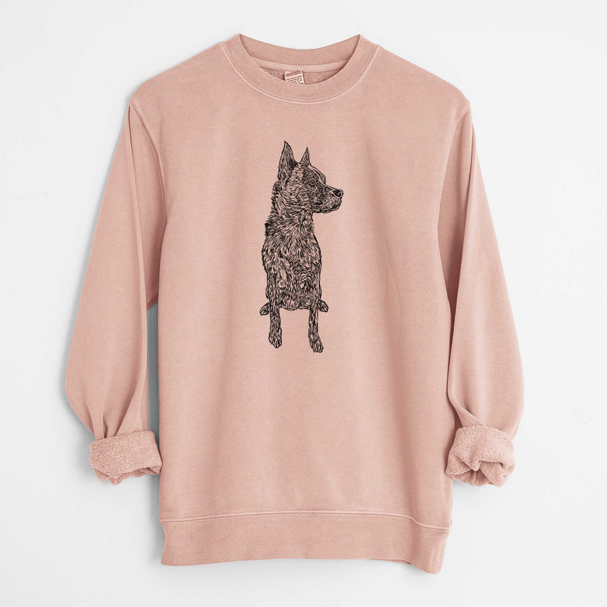 Doodled Koda the Chow Pit Mix - Unisex Pigment Dyed Crew Sweatshirt