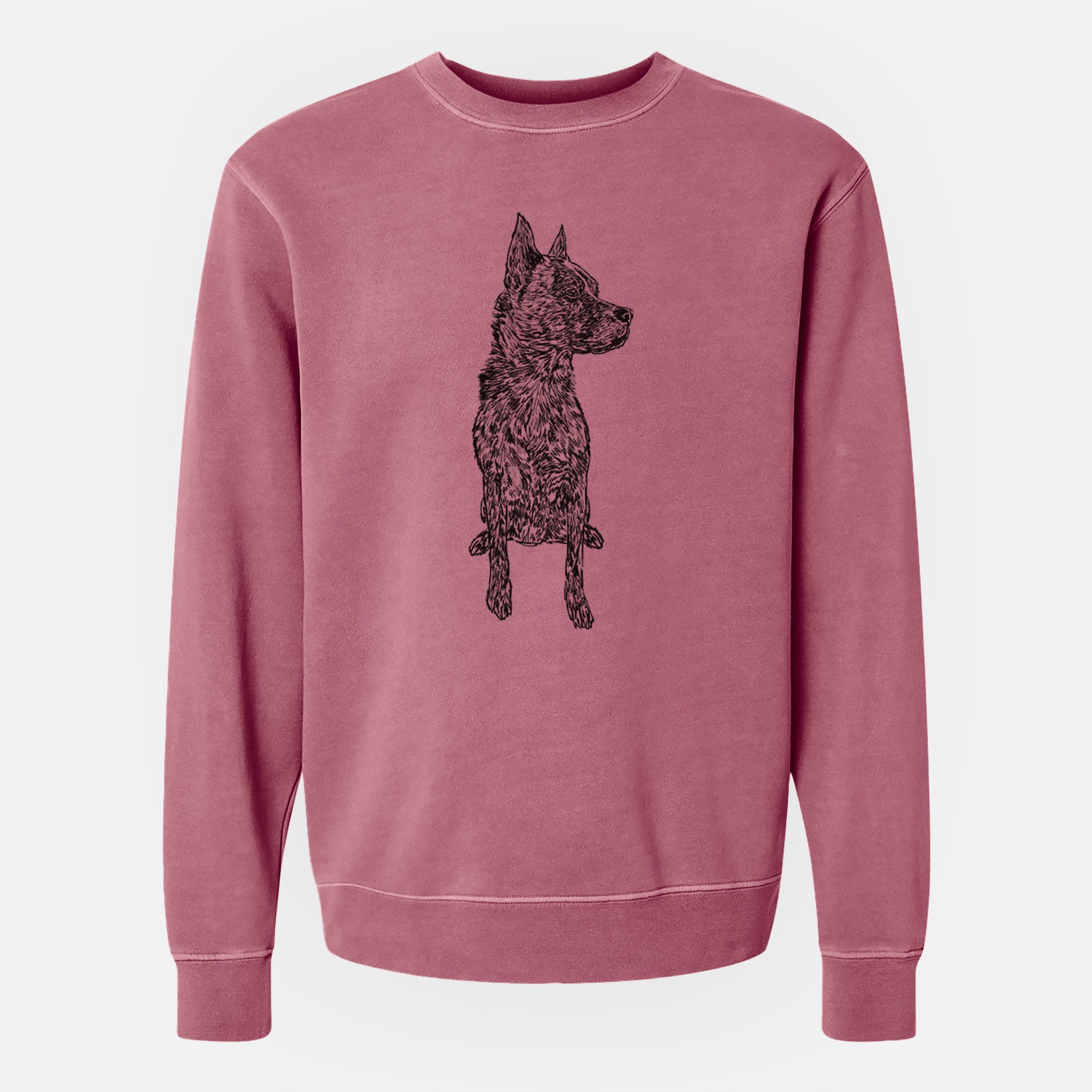 Doodled Koda the Chow Pit Mix - Unisex Pigment Dyed Crew Sweatshirt