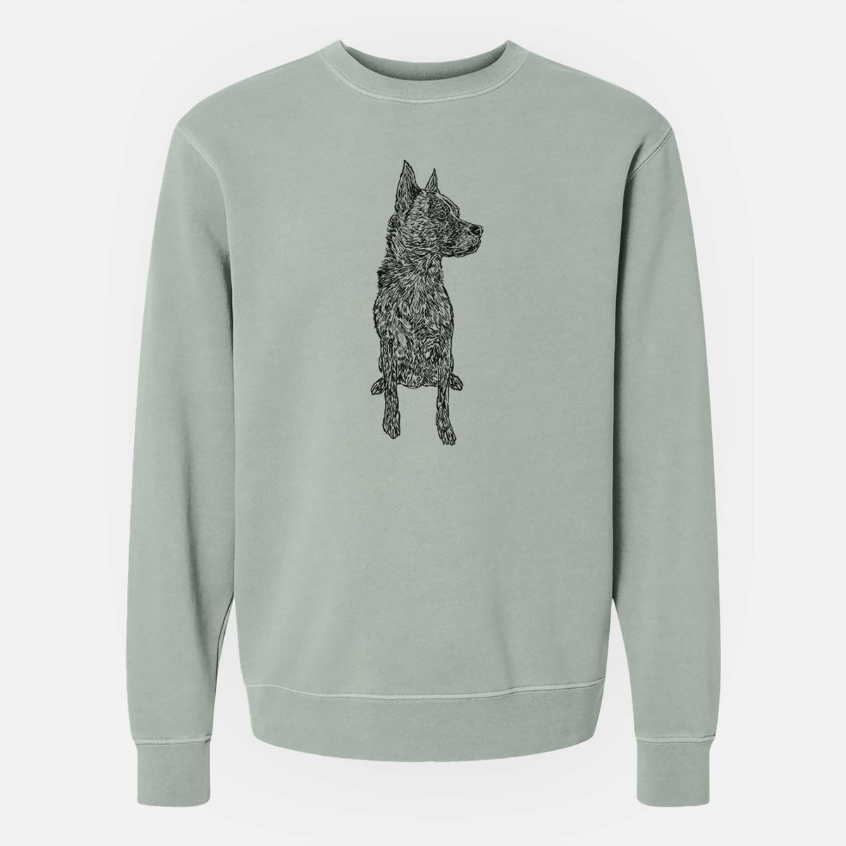 Doodled Koda the Chow Pit Mix - Unisex Pigment Dyed Crew Sweatshirt