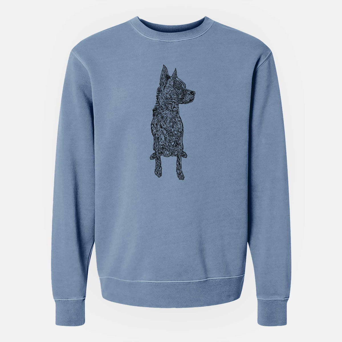 Doodled Koda the Chow Pit Mix - Unisex Pigment Dyed Crew Sweatshirt