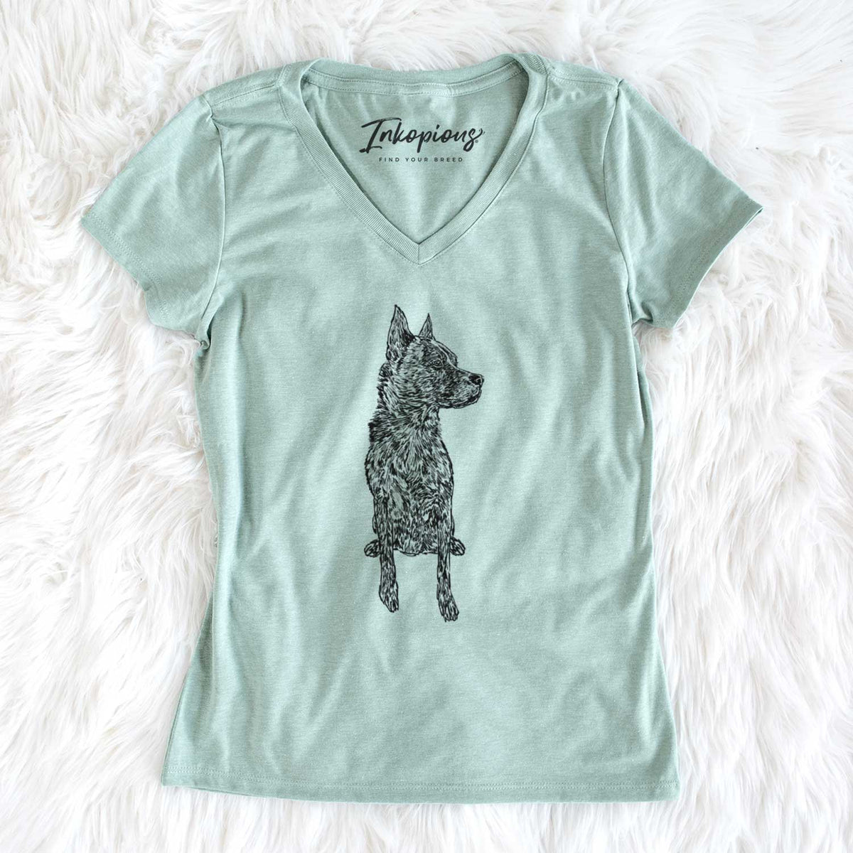 Doodled Koda the Chow Pitbull Mix - Women&#39;s V-neck Shirt