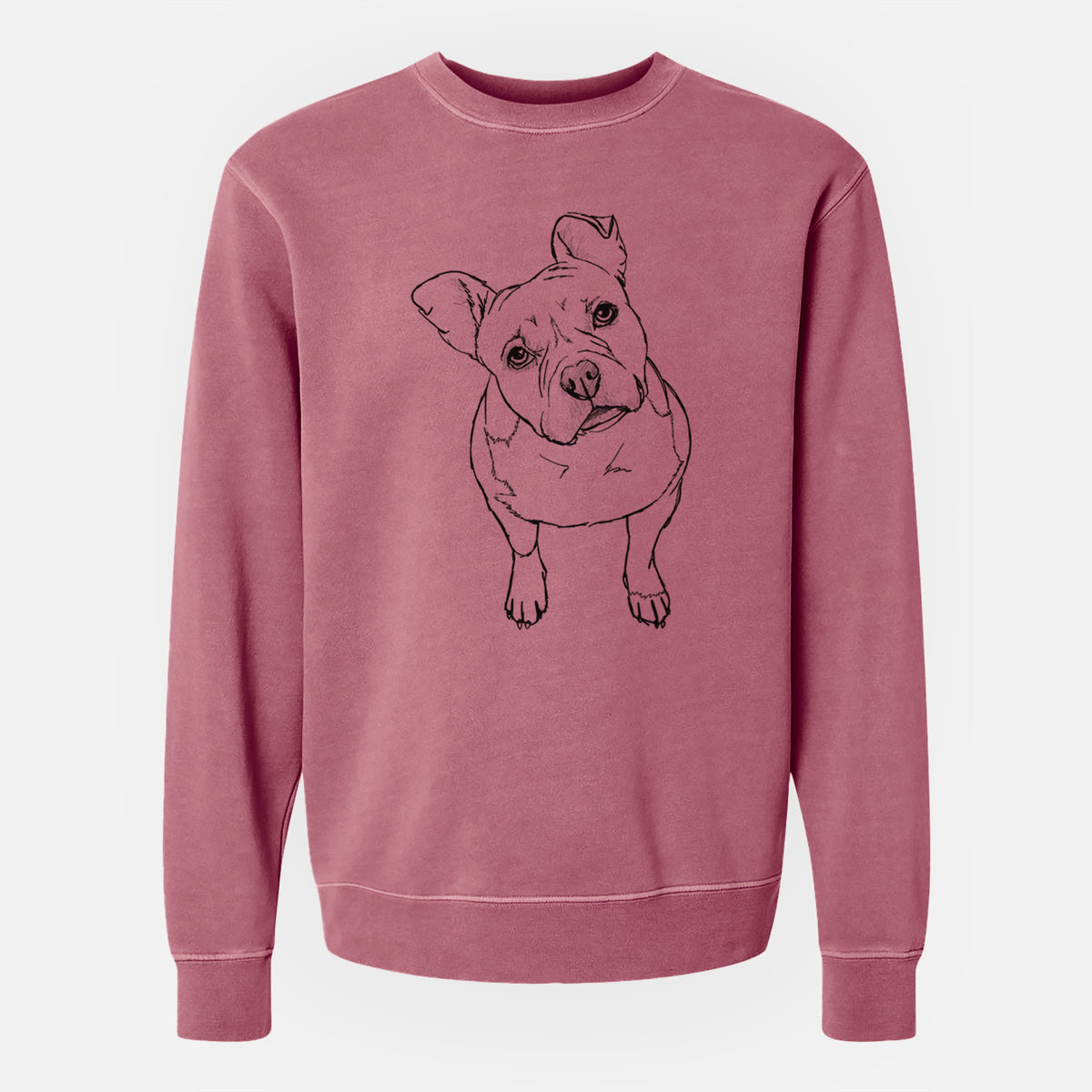 Doodled Koda Bear the Pitbull Mix - Unisex Pigment Dyed Crew Sweatshirt