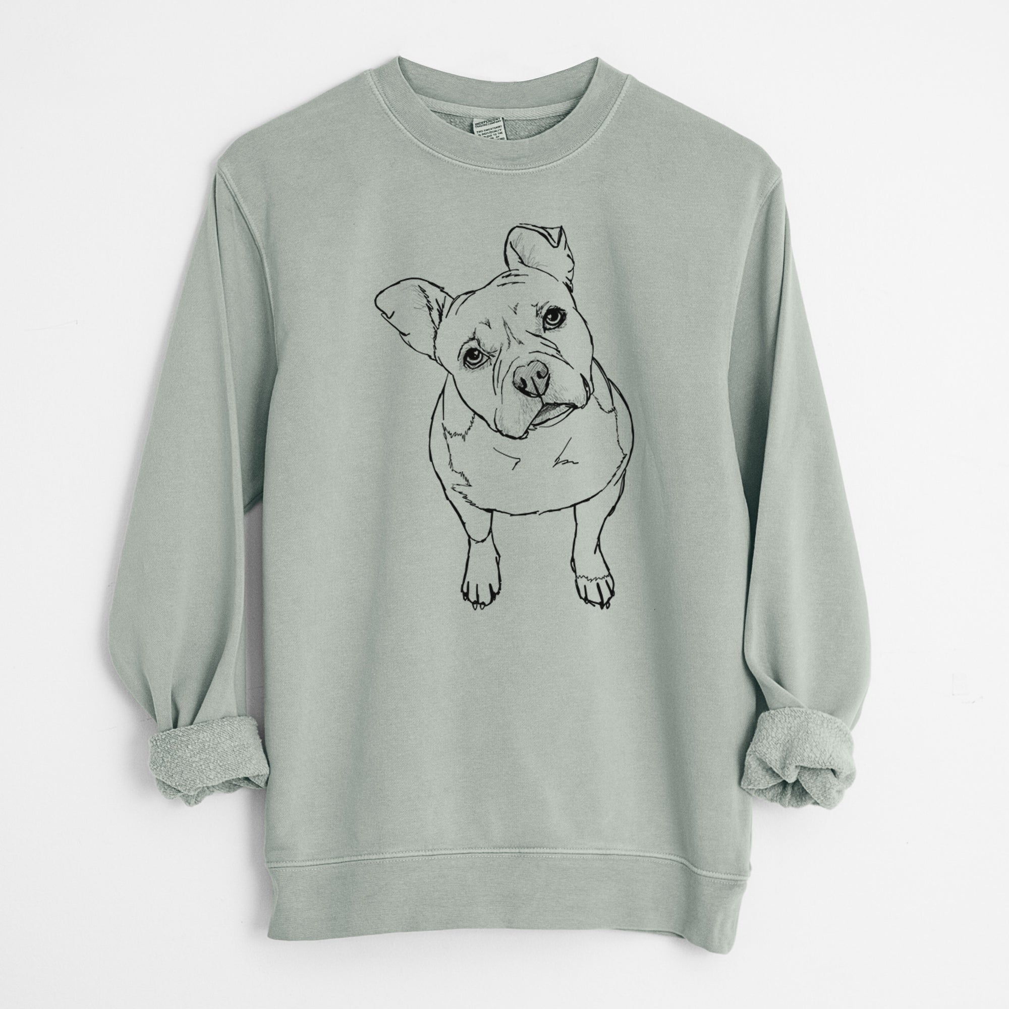 Doodled Koda Bear the Pitbull Mix - Unisex Pigment Dyed Crew Sweatshirt