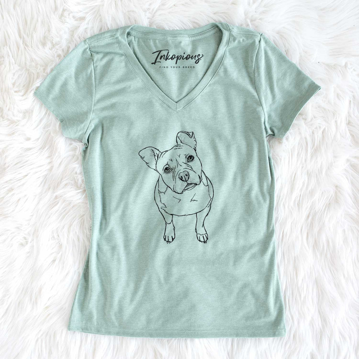 Doodled Koda Bear the Pitbull Mix - Women&#39;s V-neck Shirt