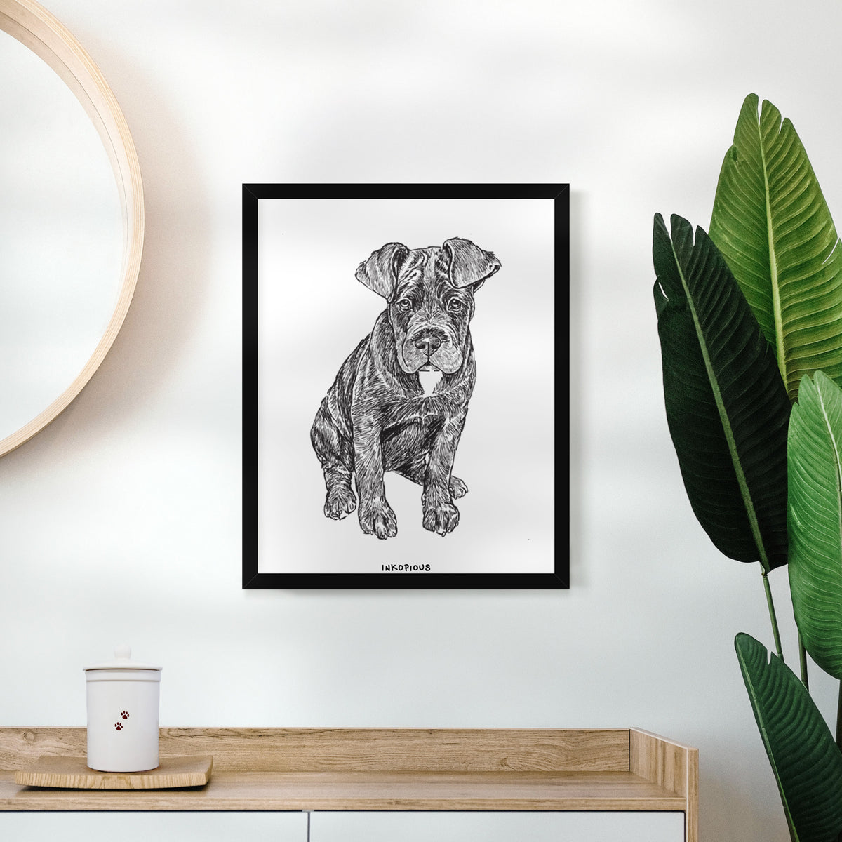 Doodled Kona the Cane Corso Art Print
