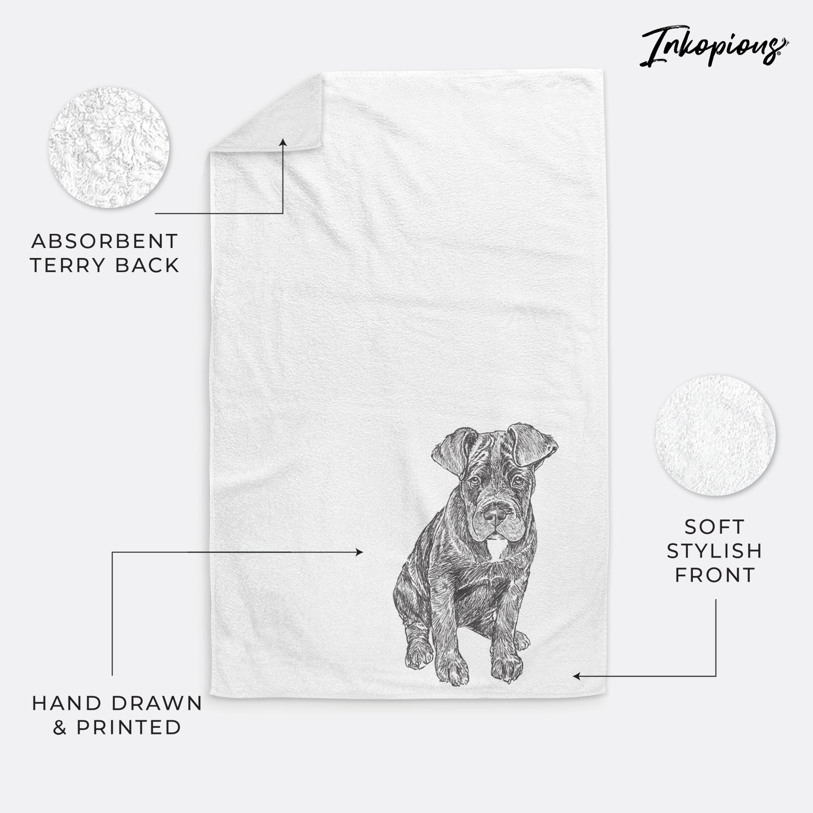 Doodled Kona the Cane Corso Decorative Hand Towel