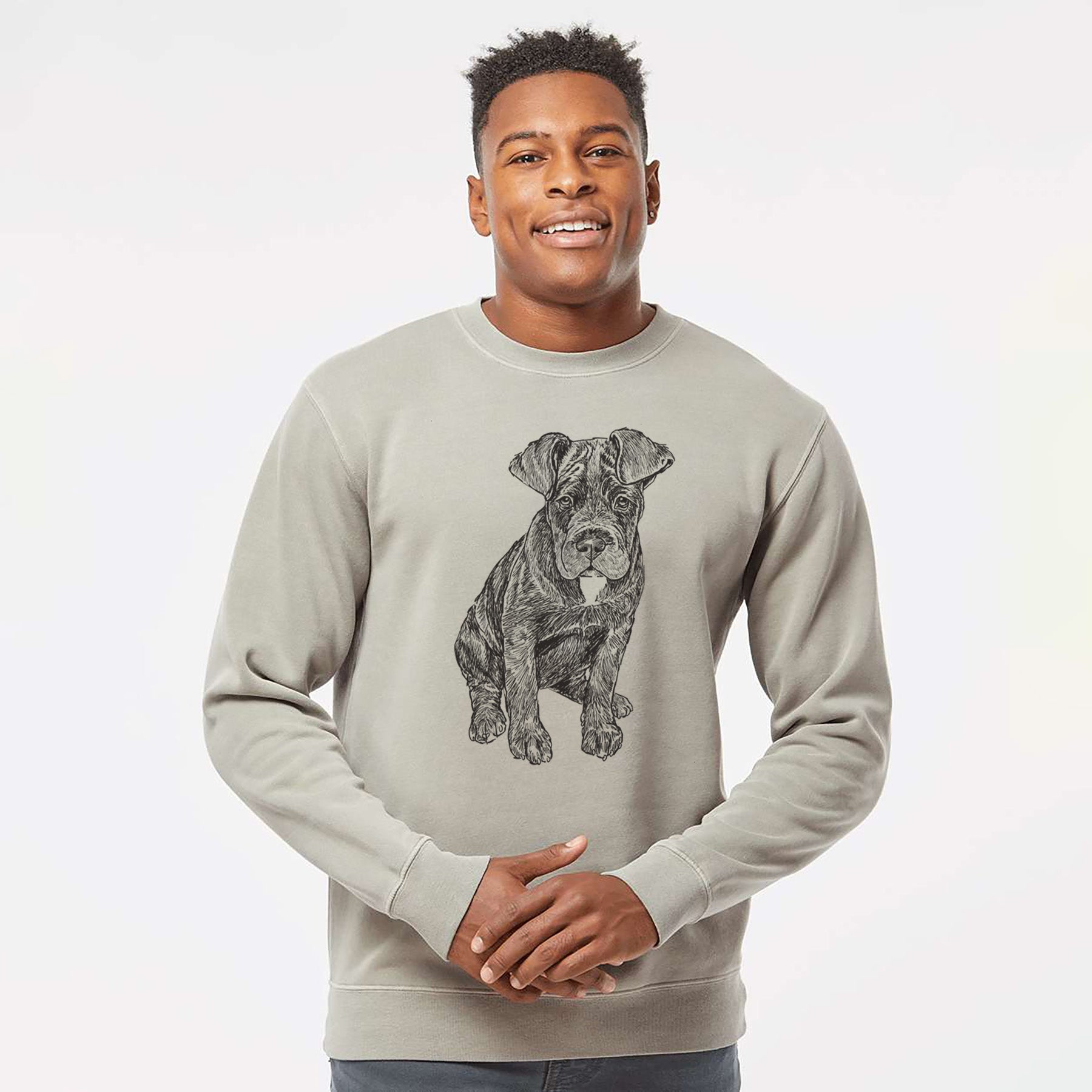 Doodled Kona the Cane Corso - Unisex Pigment Dyed Crew Sweatshirt