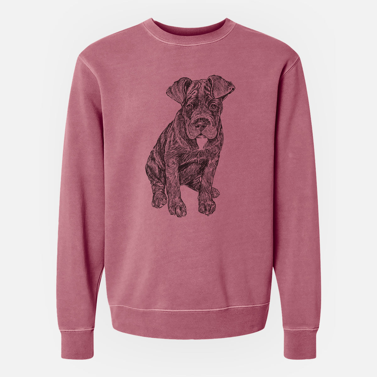 Doodled Kona the Cane Corso - Unisex Pigment Dyed Crew Sweatshirt
