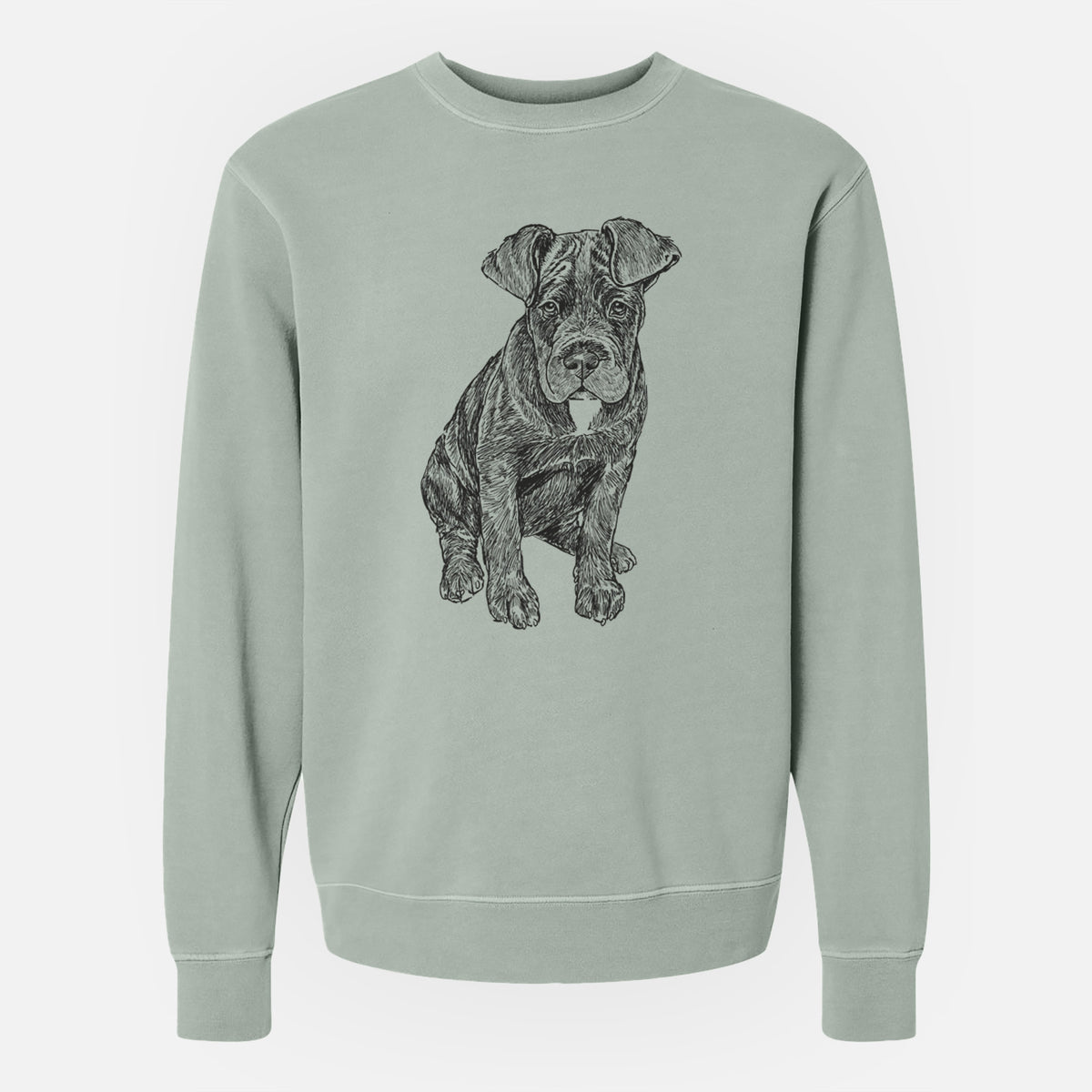 Doodled Kona the Cane Corso - Unisex Pigment Dyed Crew Sweatshirt