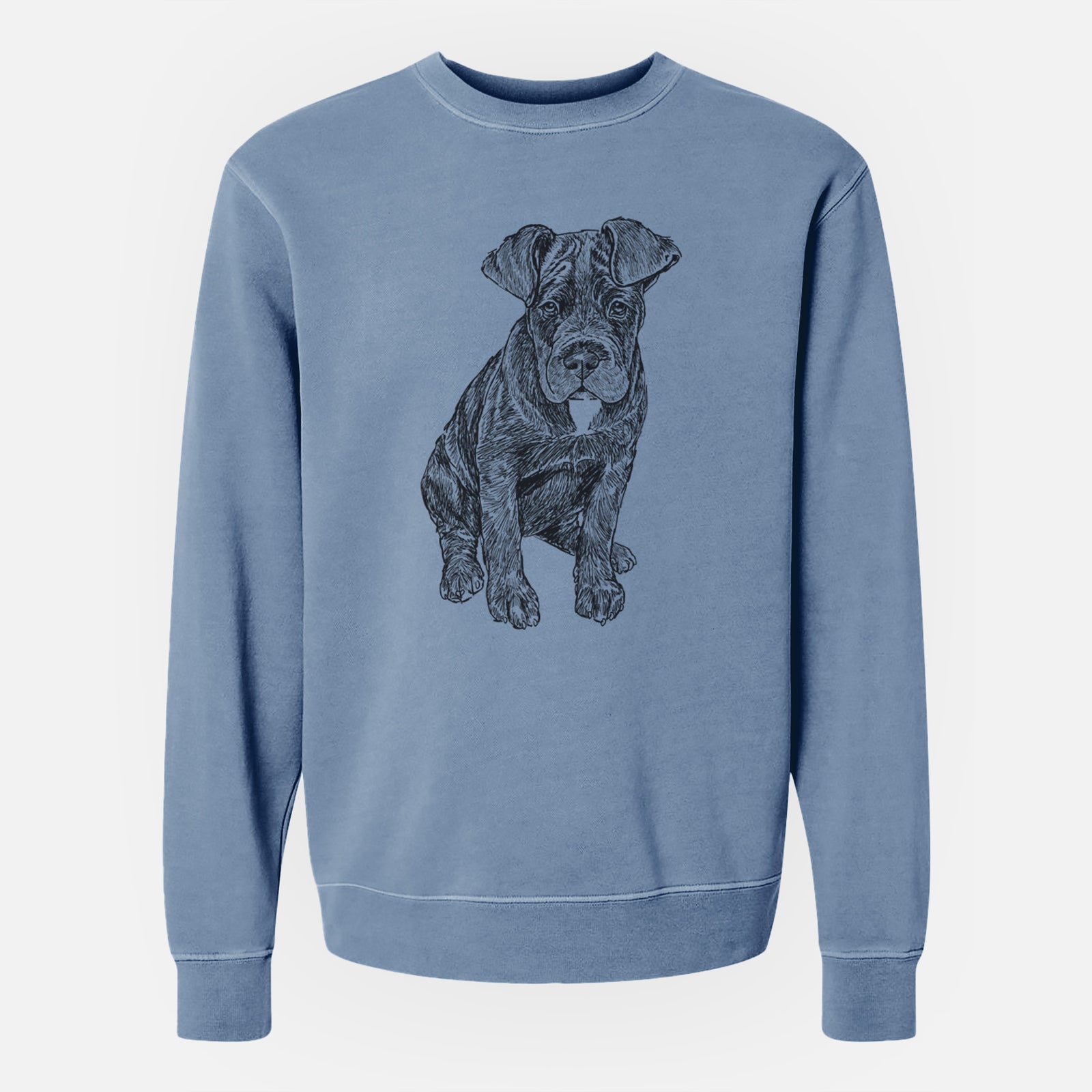 Doodled Kona the Cane Corso - Unisex Pigment Dyed Crew Sweatshirt