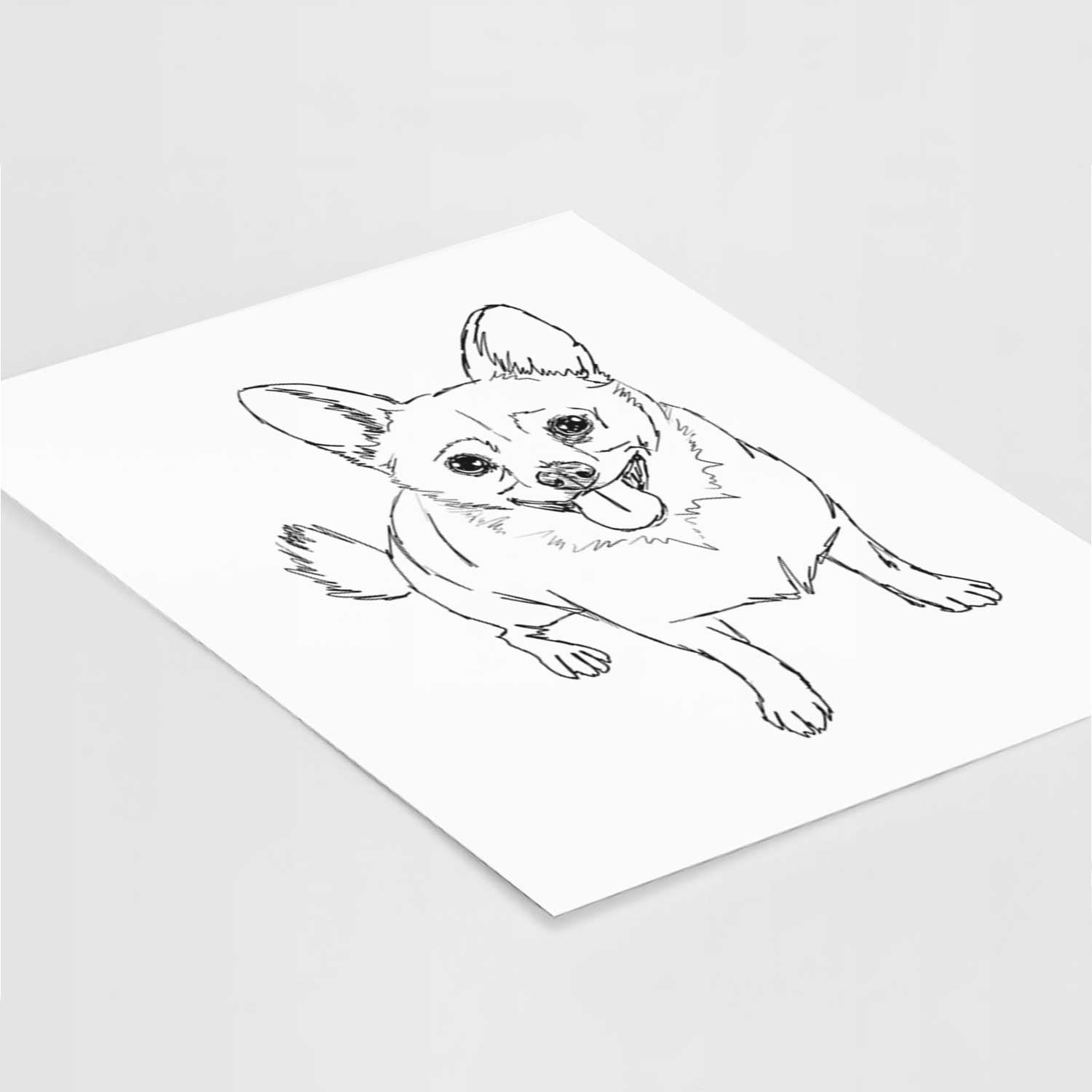 Doodled Kona the Chihuahua Art Print