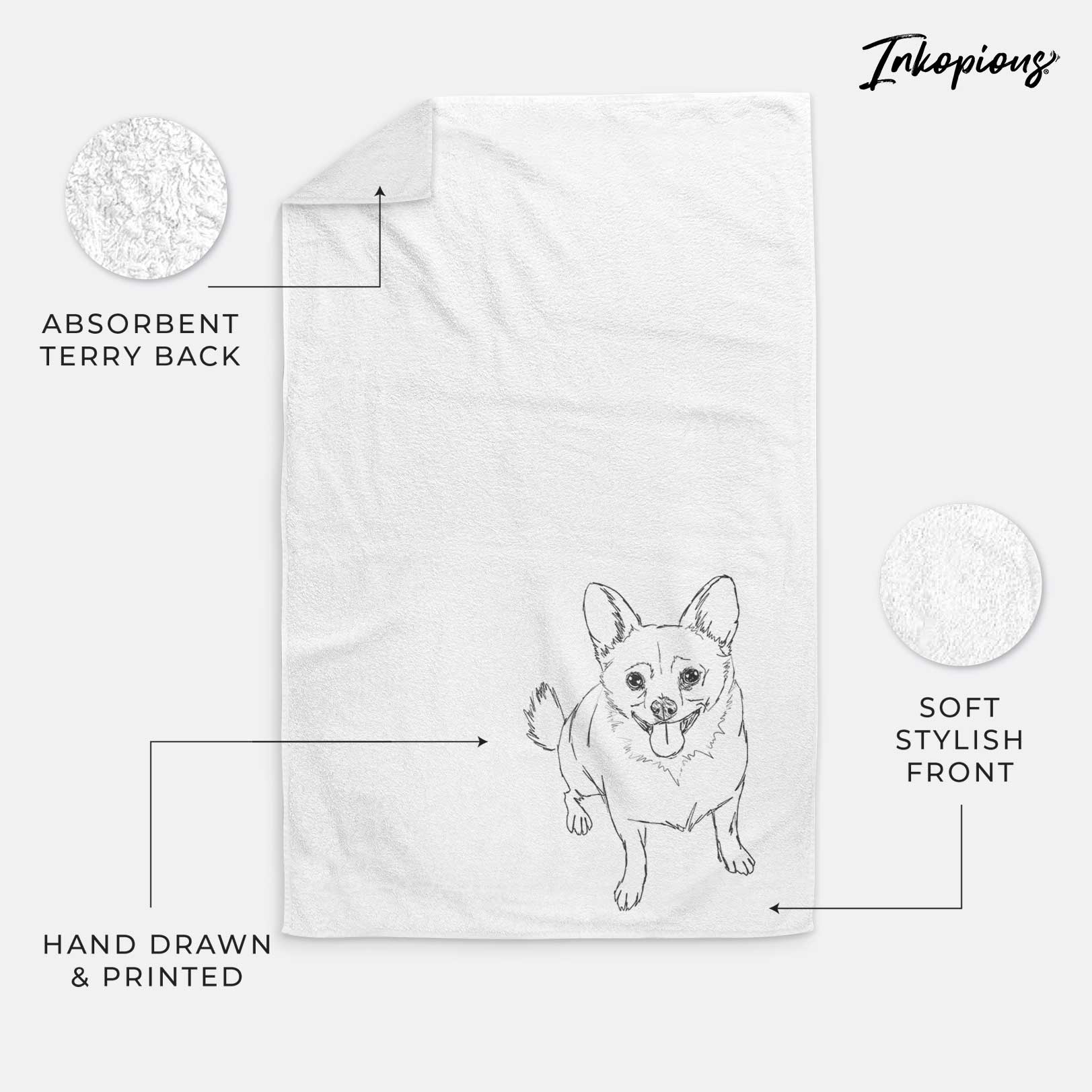 Doodled Kona the Chihuahua Decorative Hand Towel