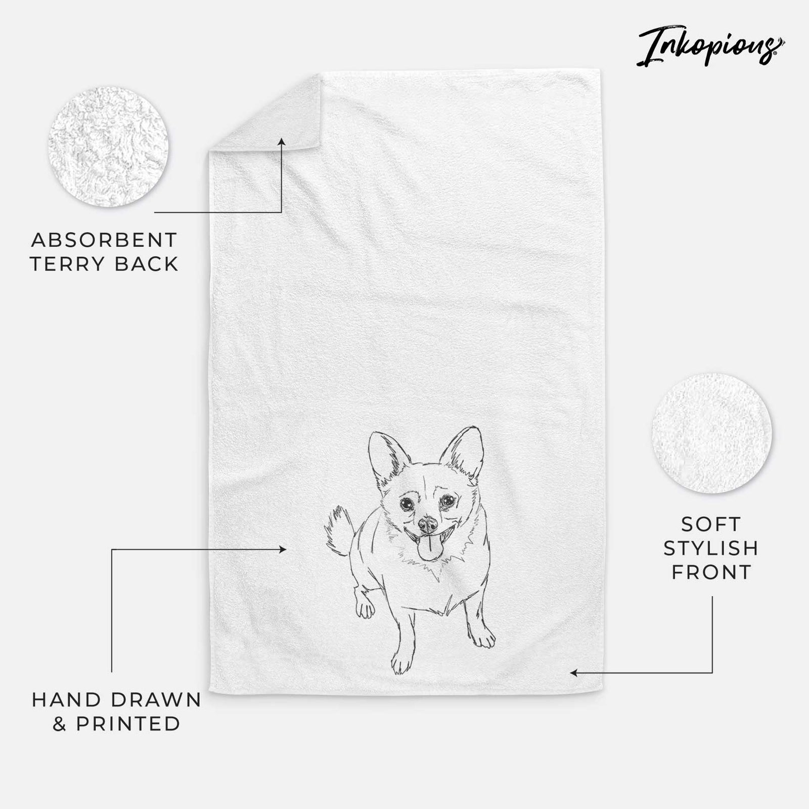 Doodled Kona the Chihuahua Decorative Hand Towel