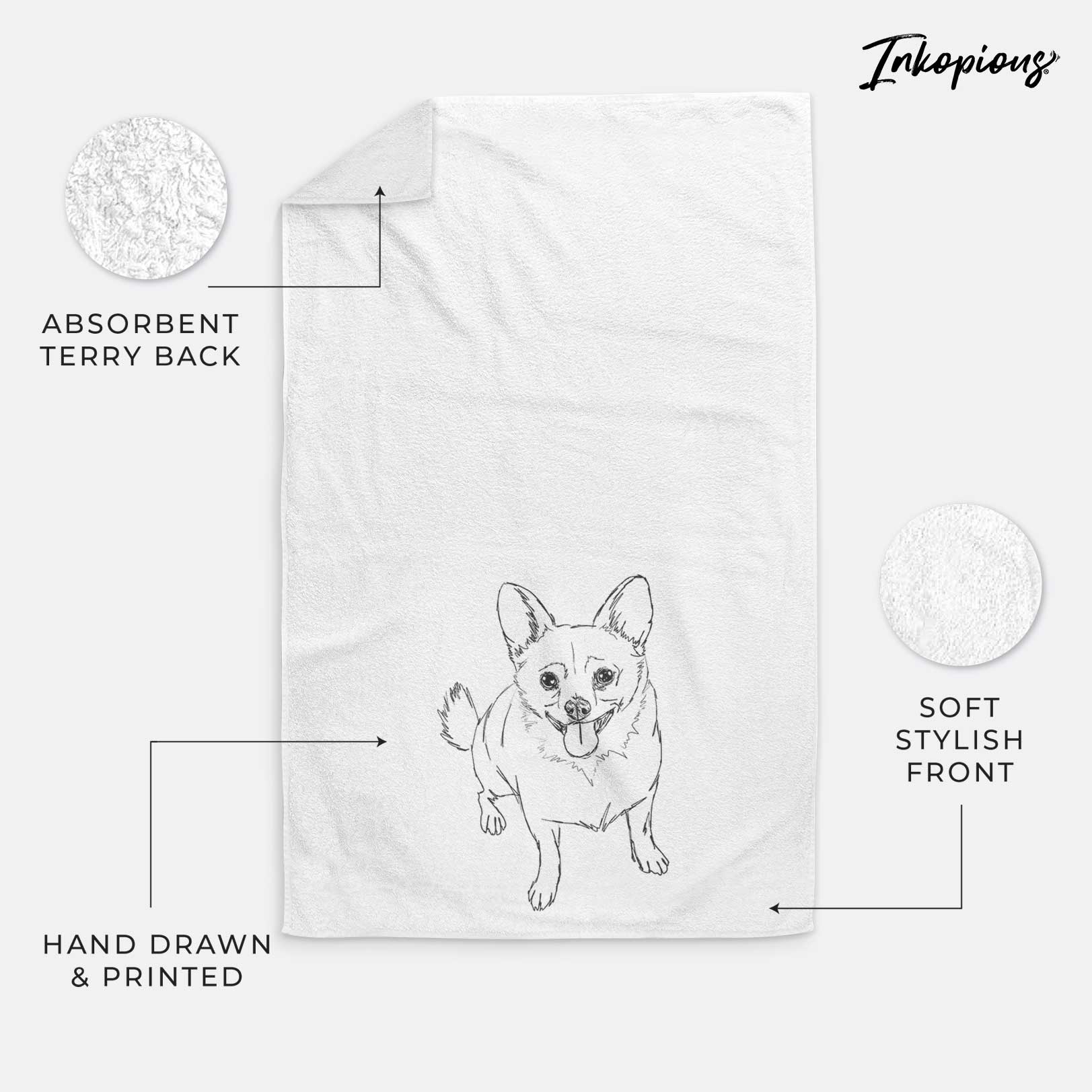 Doodled Kona the Chihuahua Decorative Hand Towel