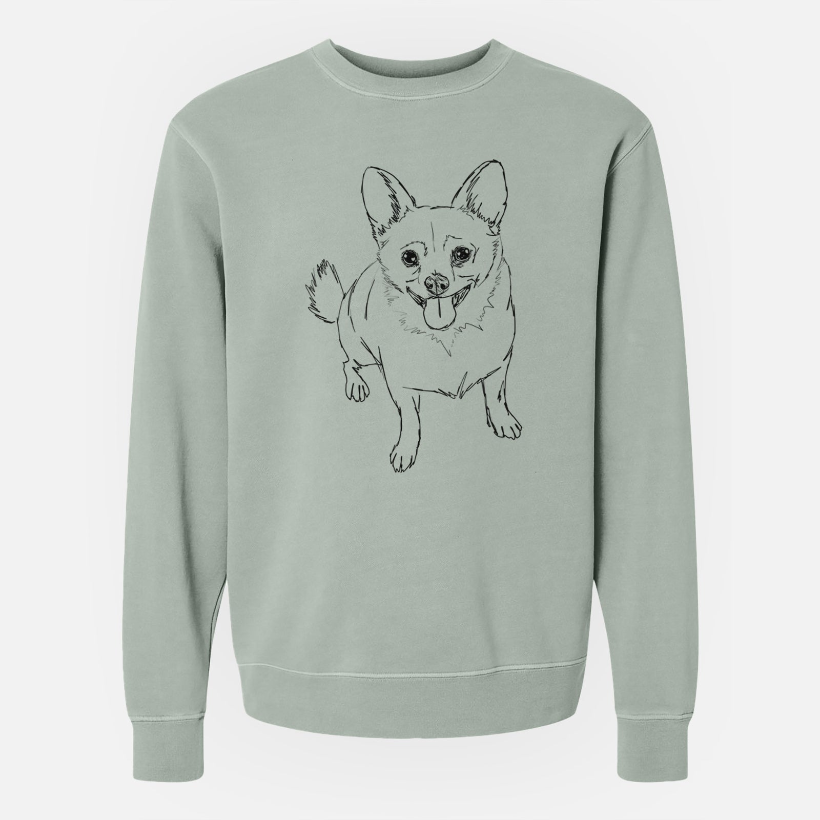Doodled Kona the Chihuahua - Unisex Pigment Dyed Crew Sweatshirt