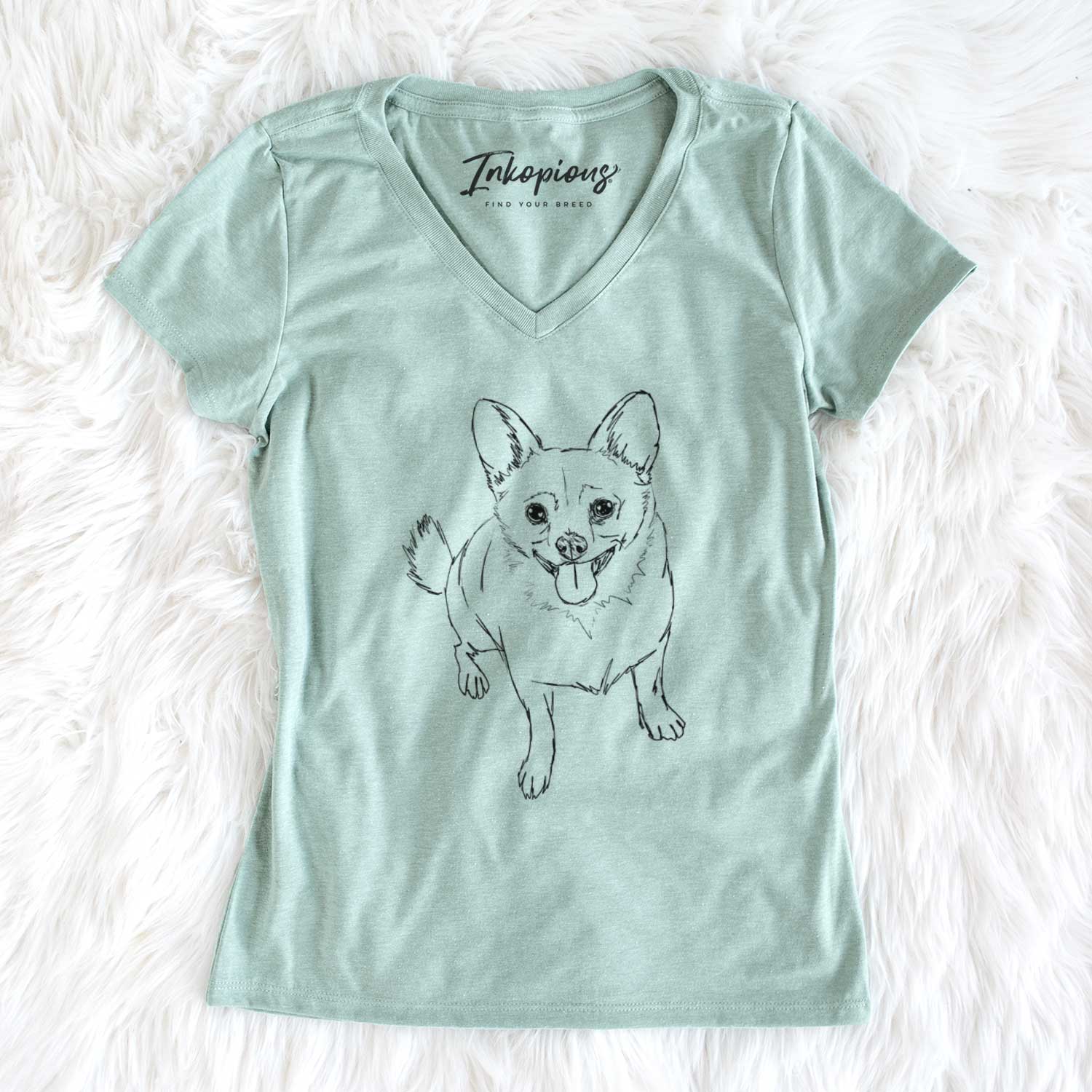 Doodled Kona the Chihuahua - Women's V-neck Shirt