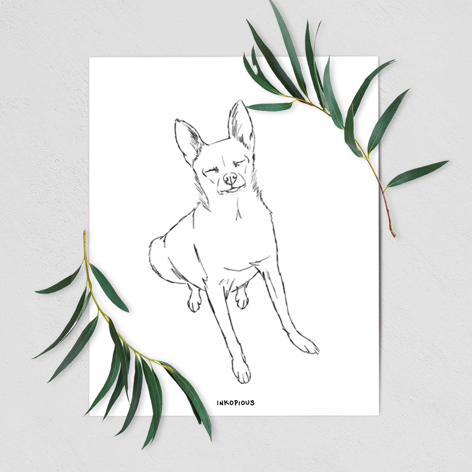 Doodled Kozmo the Chihuahua Art Print