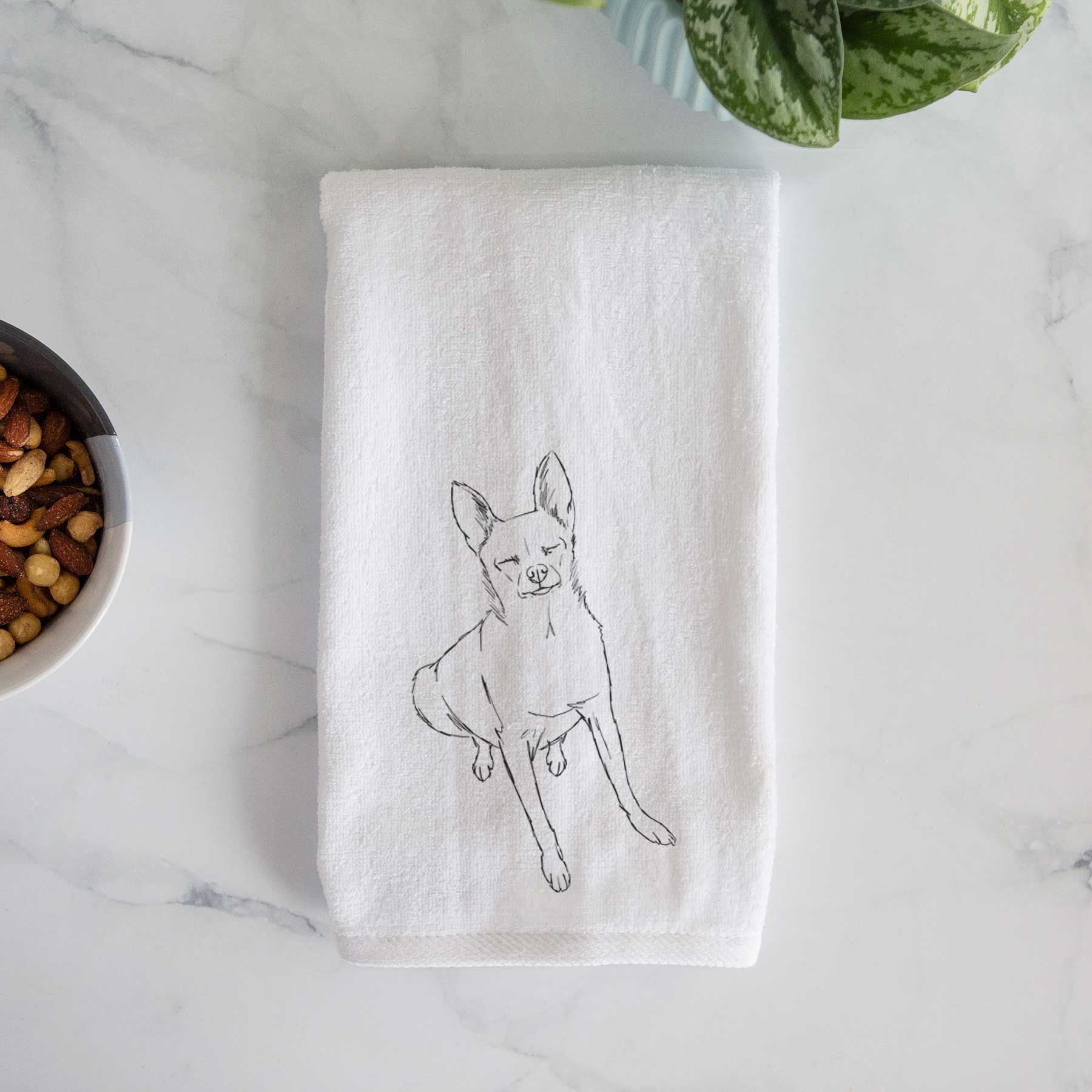 Doodled Kozmo the Chihuahua Decorative Hand Towel