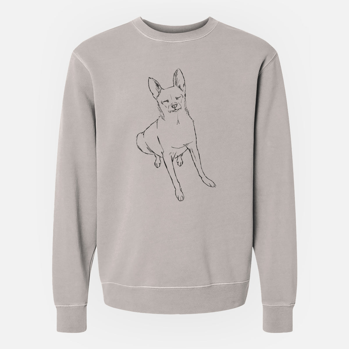 Doodled Kozmo the Chihuahua - Unisex Pigment Dyed Crew Sweatshirt