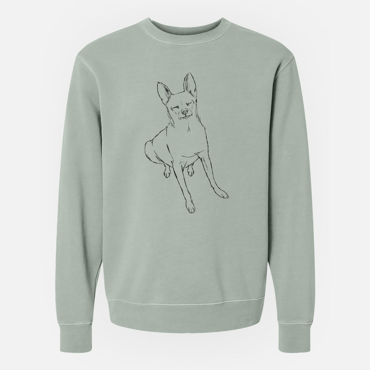 Doodled Kozmo the Chihuahua - Unisex Pigment Dyed Crew Sweatshirt