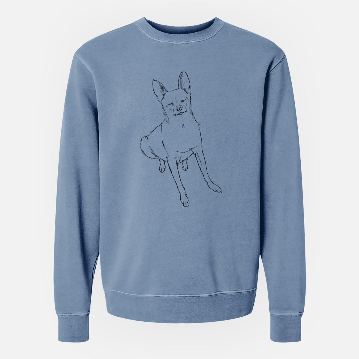 Doodled Kozmo the Chihuahua - Unisex Pigment Dyed Crew Sweatshirt