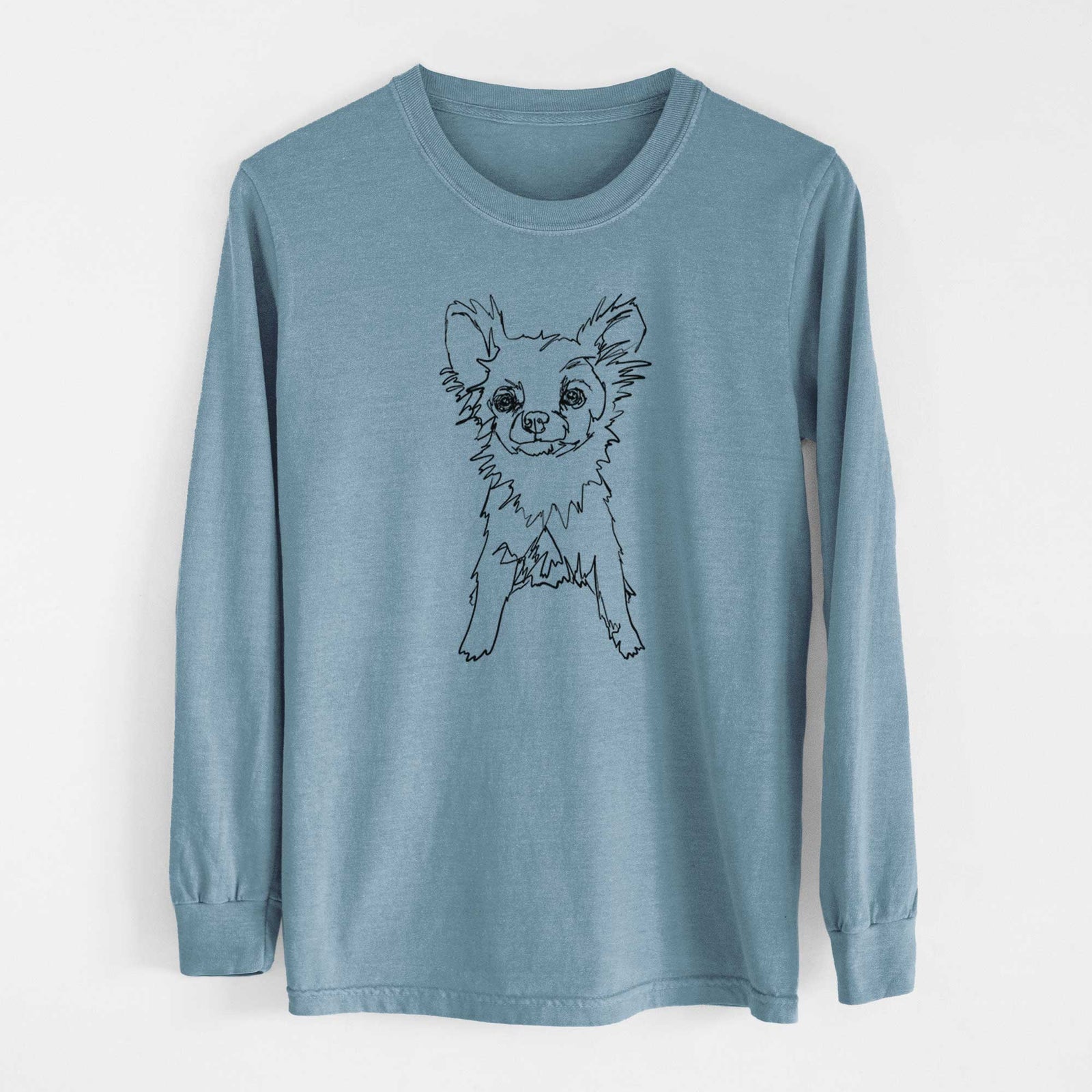 Doodled Longhaired Chihuahua - Heavyweight 100% Cotton Long Sleeve