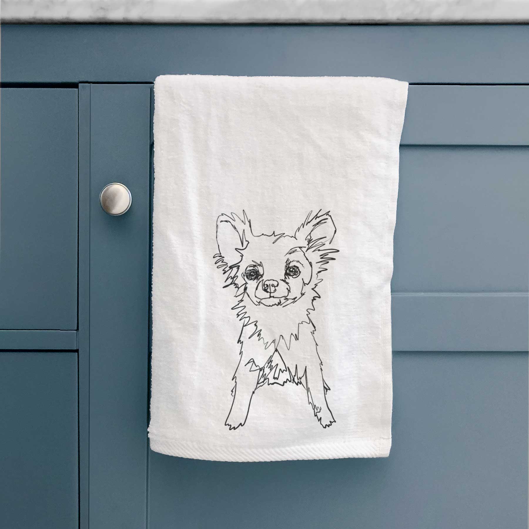 Doodled Longhaired Chihuahua Decorative Hand Towel