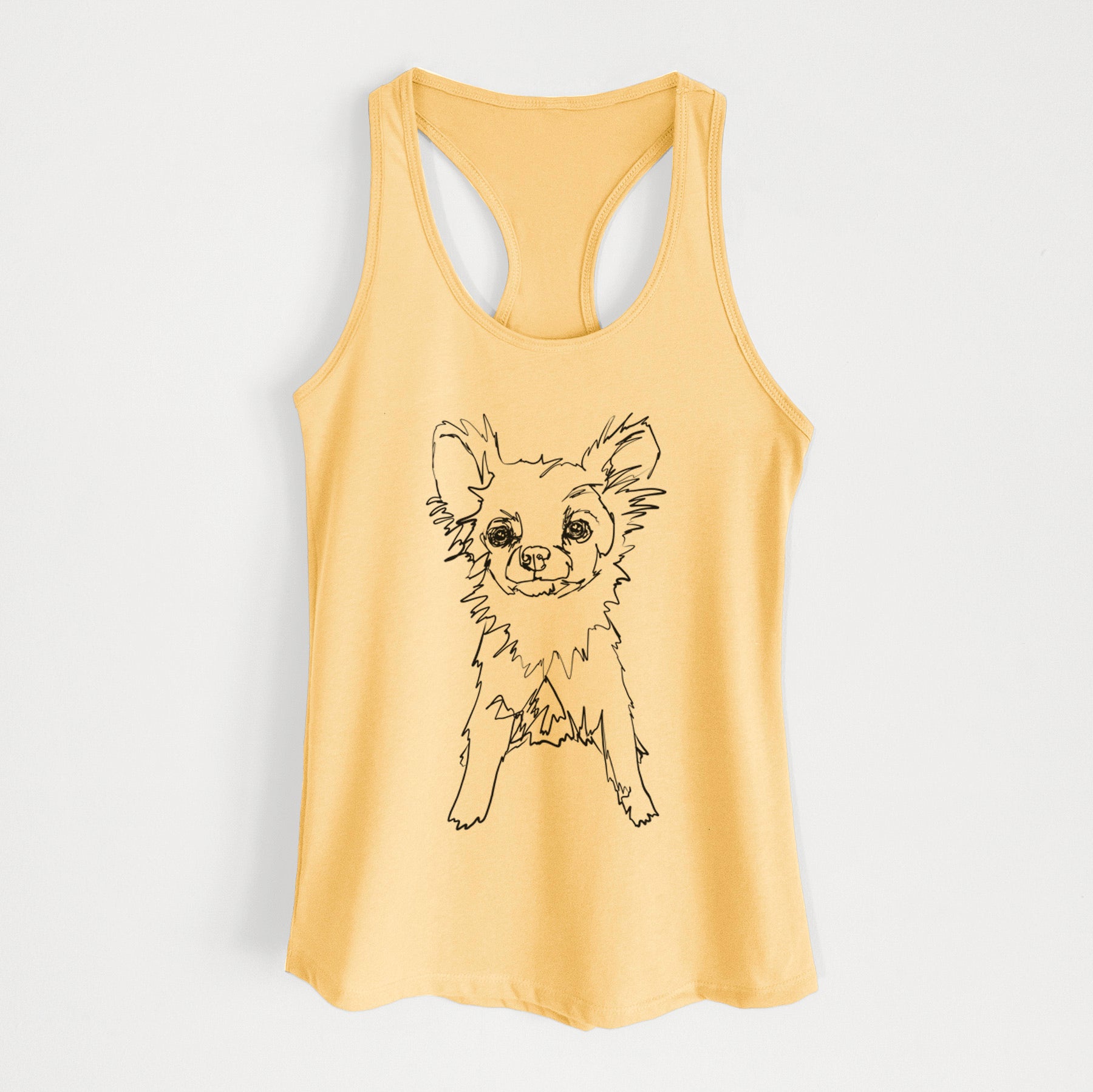 Doodled Longhaired Chihuahua - Women's Racerback Tanktop