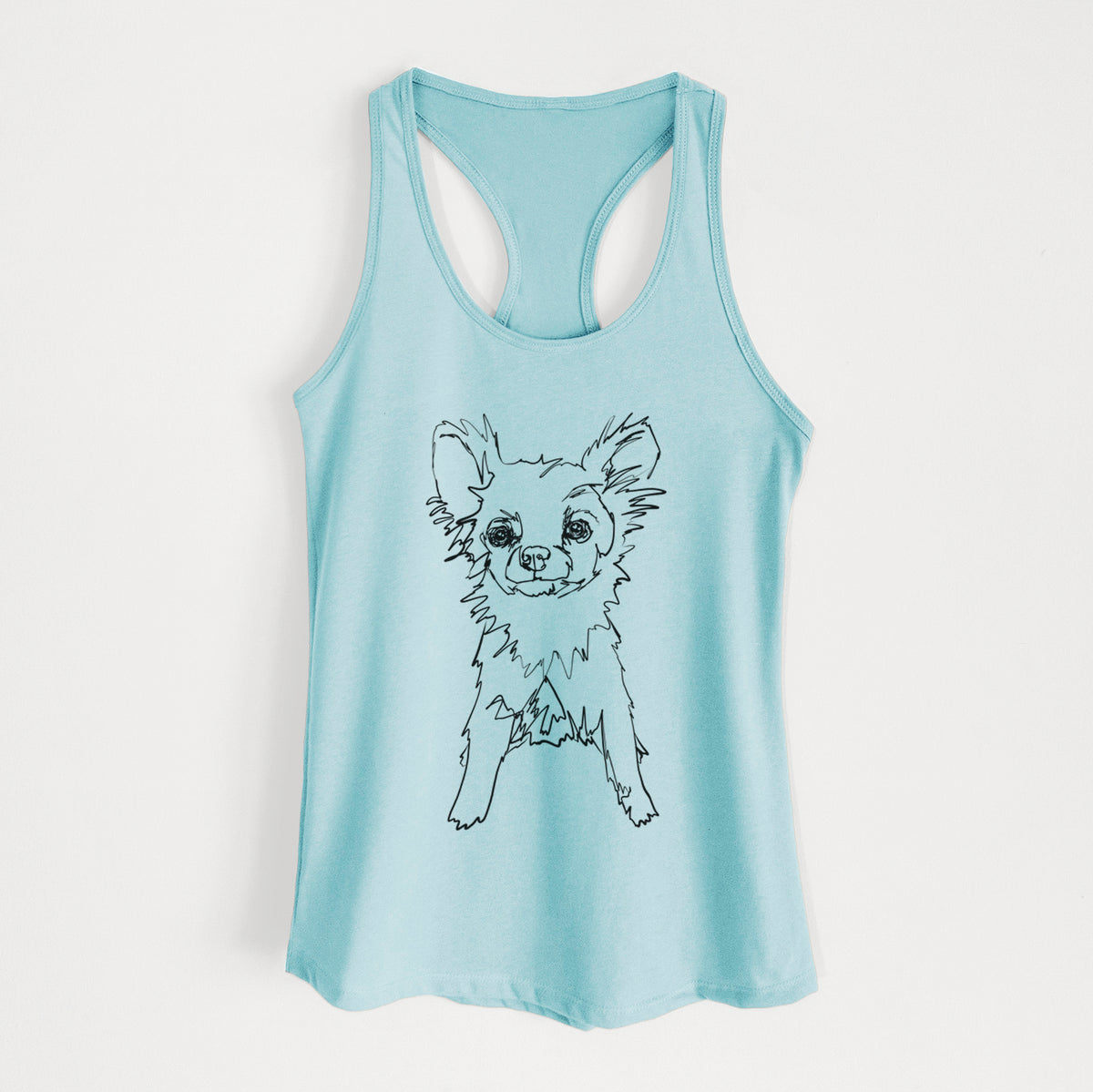 Doodled Longhaired Chihuahua - Women&#39;s Racerback Tanktop