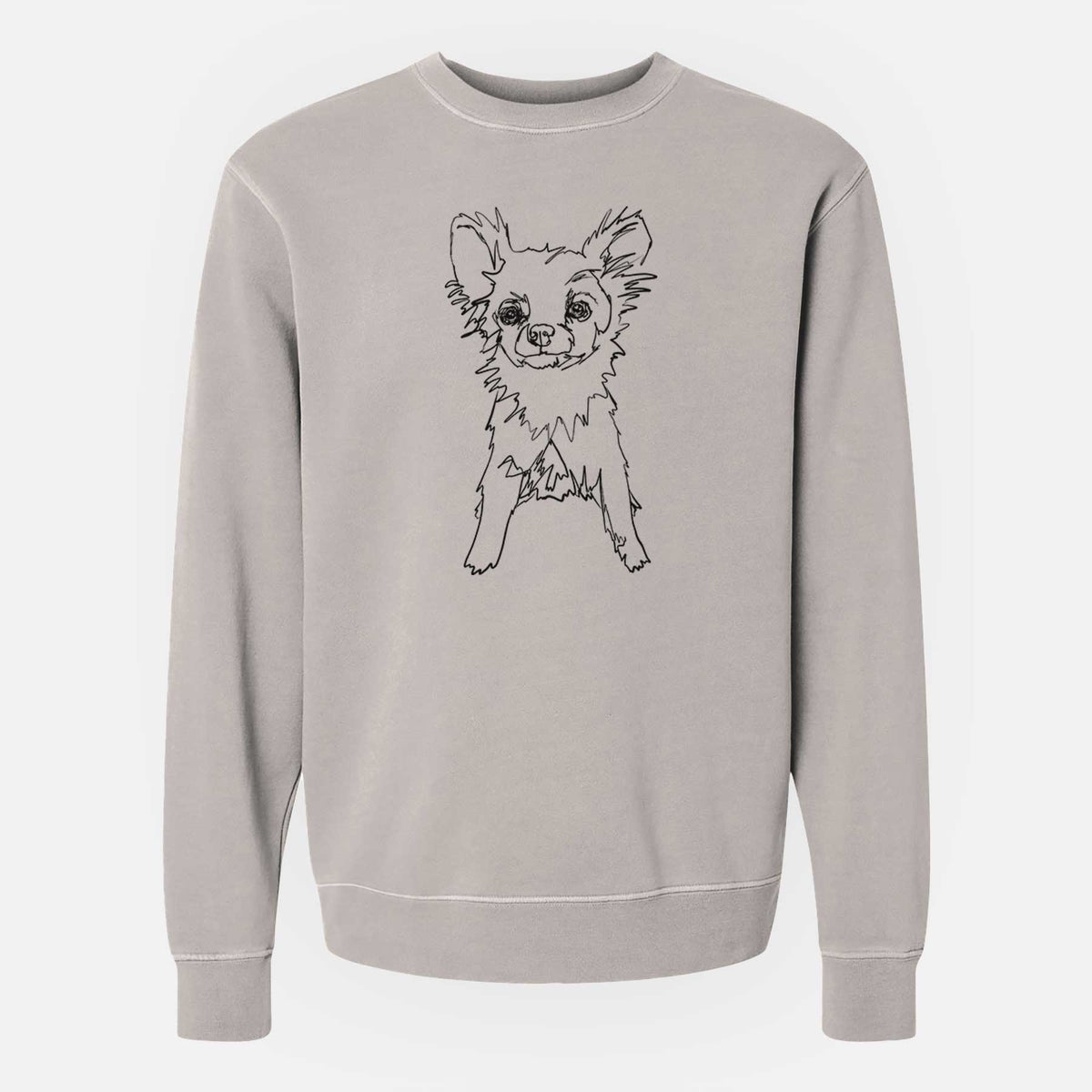 Doodled Longhaired Chihuahua the  - Unisex Pigment Dyed Crew Sweatshirt