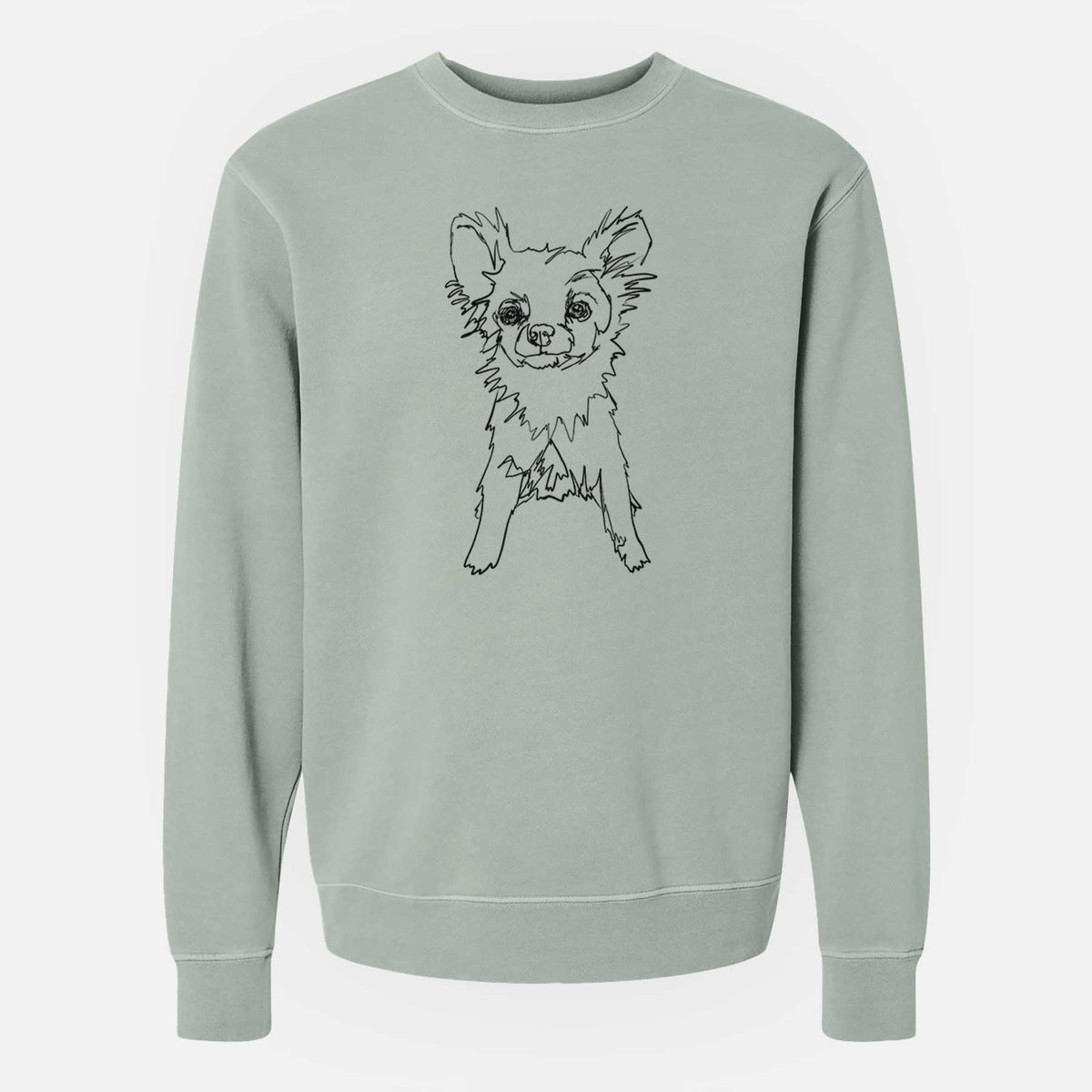 Doodled Longhaired Chihuahua the  - Unisex Pigment Dyed Crew Sweatshirt