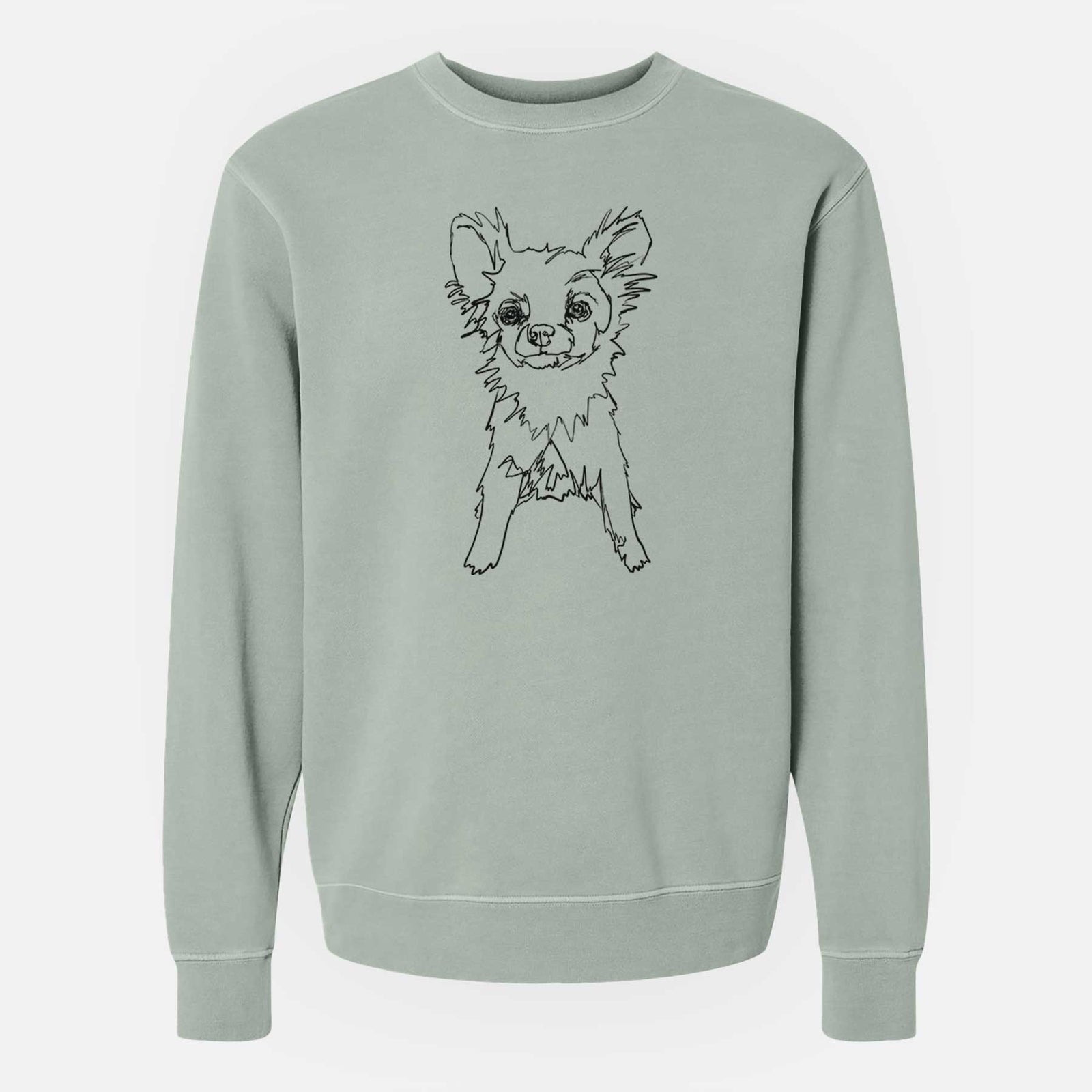 Doodled Longhaired Chihuahua the  - Unisex Pigment Dyed Crew Sweatshirt