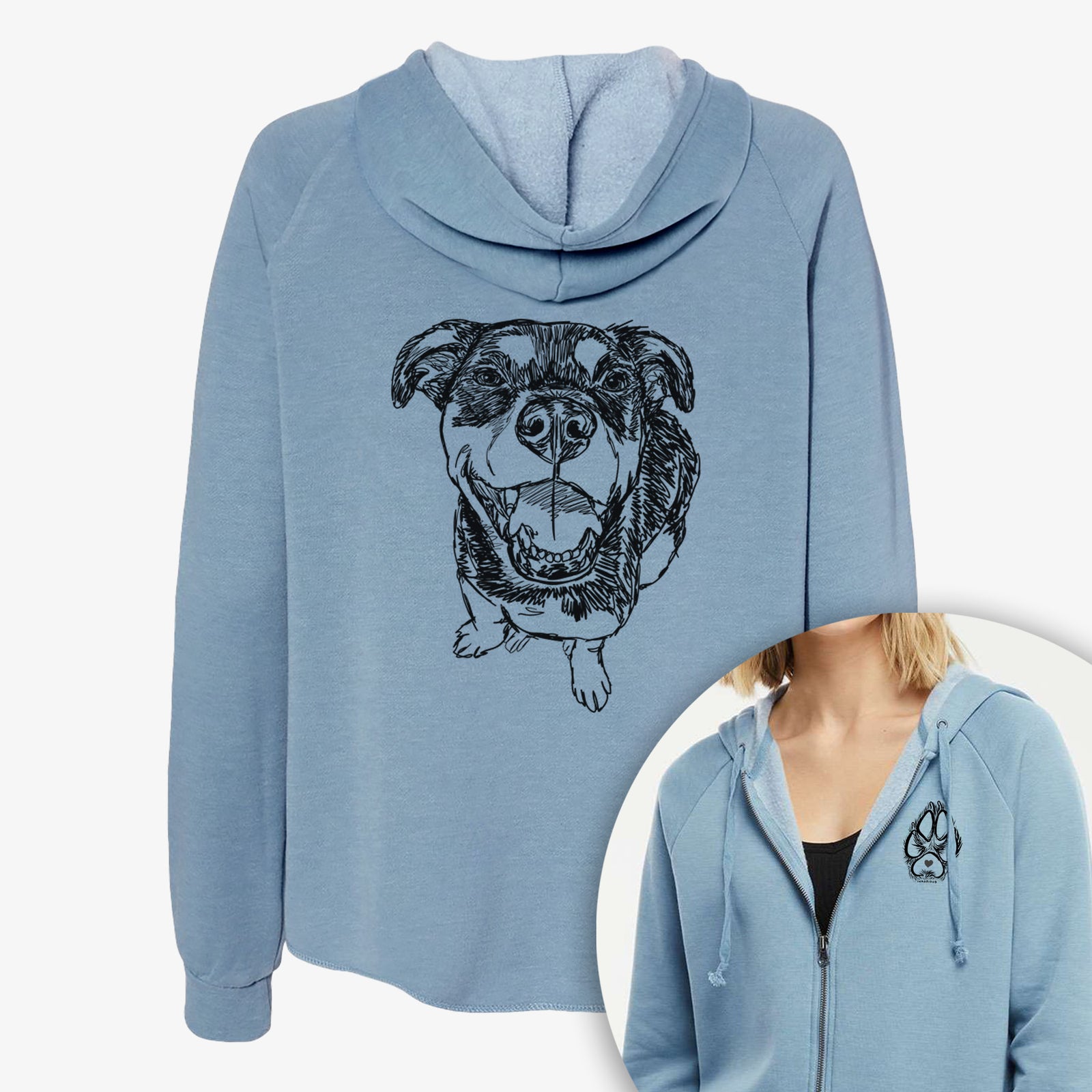 Doodled Lady Kane the Reagle - Women's Cali Wave Zip-Up Sweatshirt