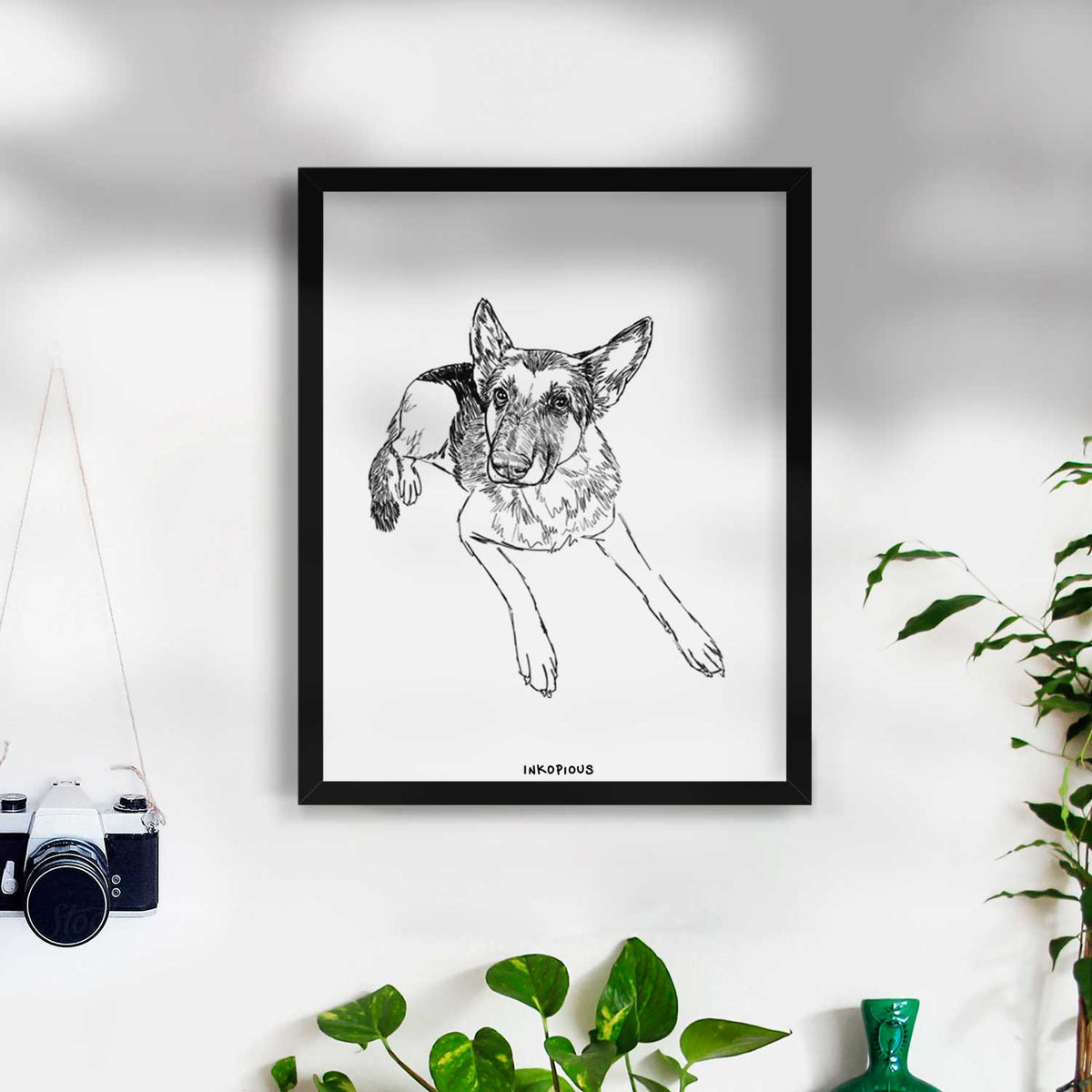 Doodled Lance the German Shepherd Art Print