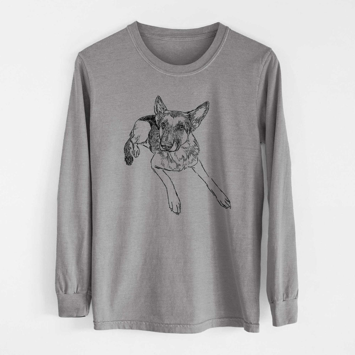 Doodled Lance the German Shepherd - Heavyweight 100% Cotton Long Sleeve