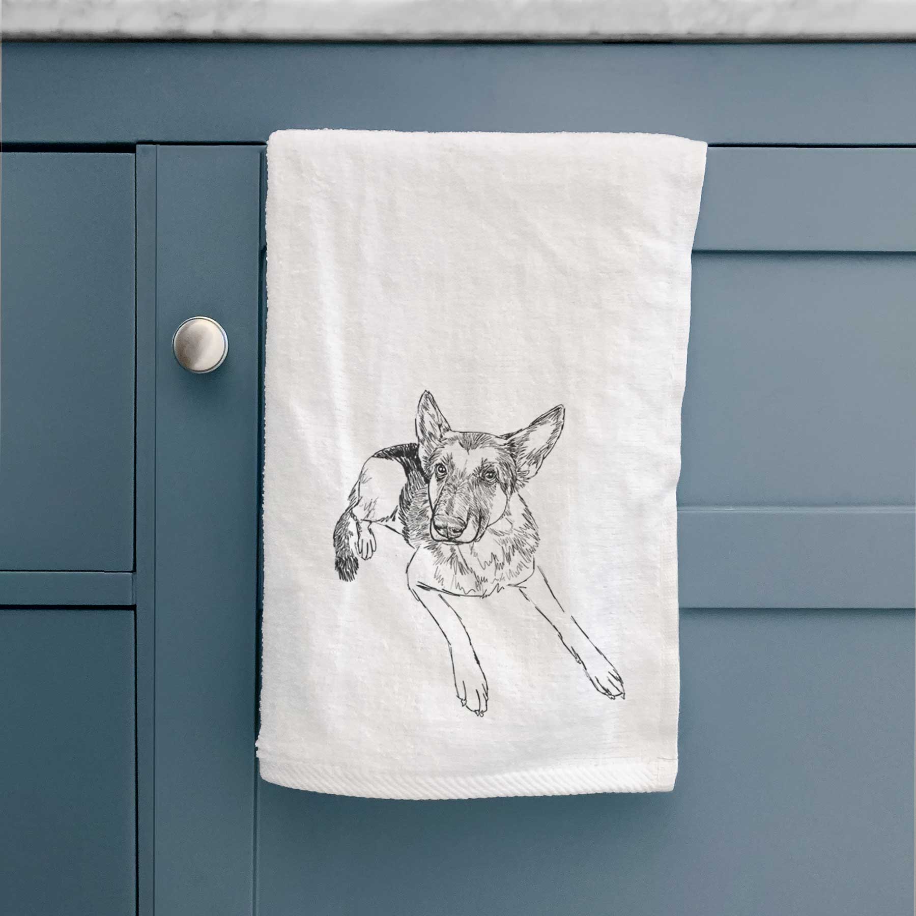 Doodled Lance the German Shepherd Decorative Hand Towel