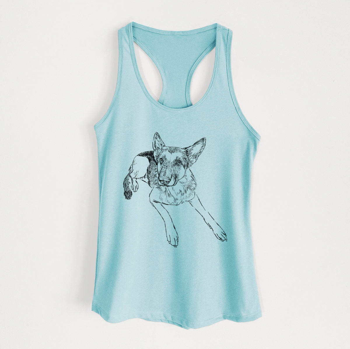 Doodled Lance the German Shepherd - Women&#39;s Racerback Tanktop