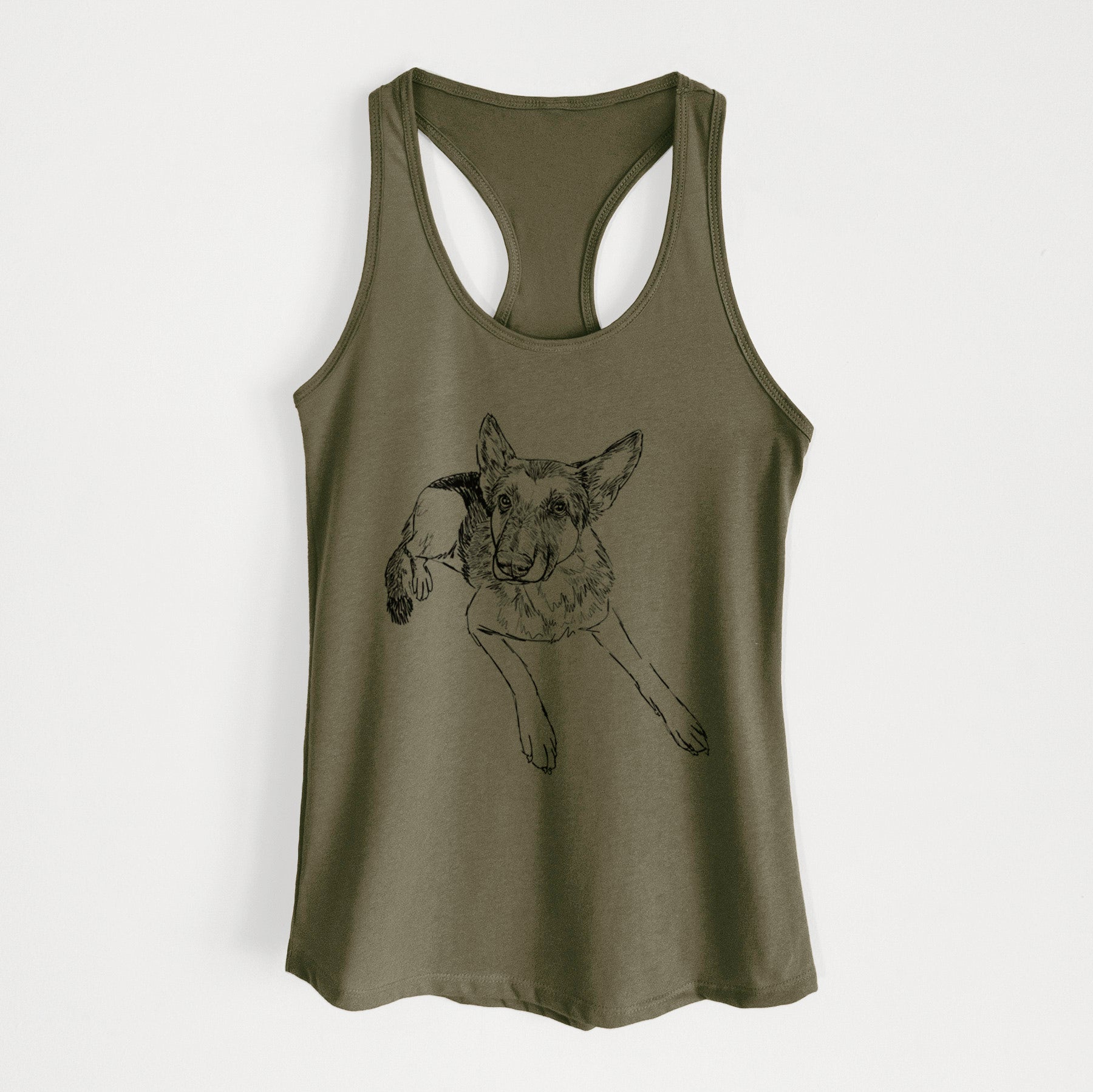 Doodled Lance the German Shepherd - Women's Racerback Tanktop