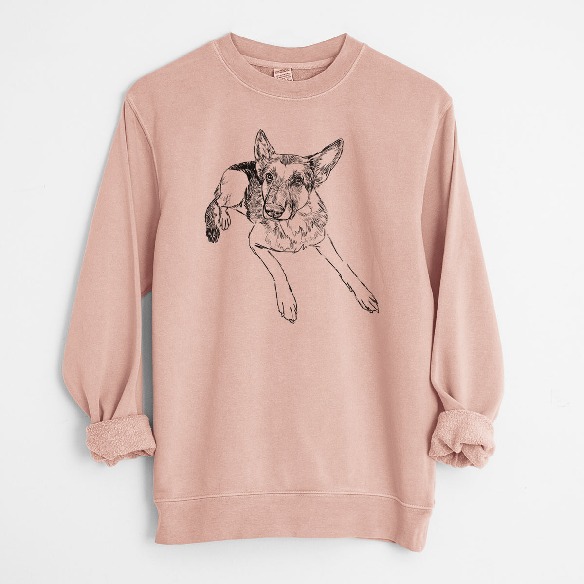 Doodled Lance the German Shepherd - Unisex Pigment Dyed Crew Sweatshirt