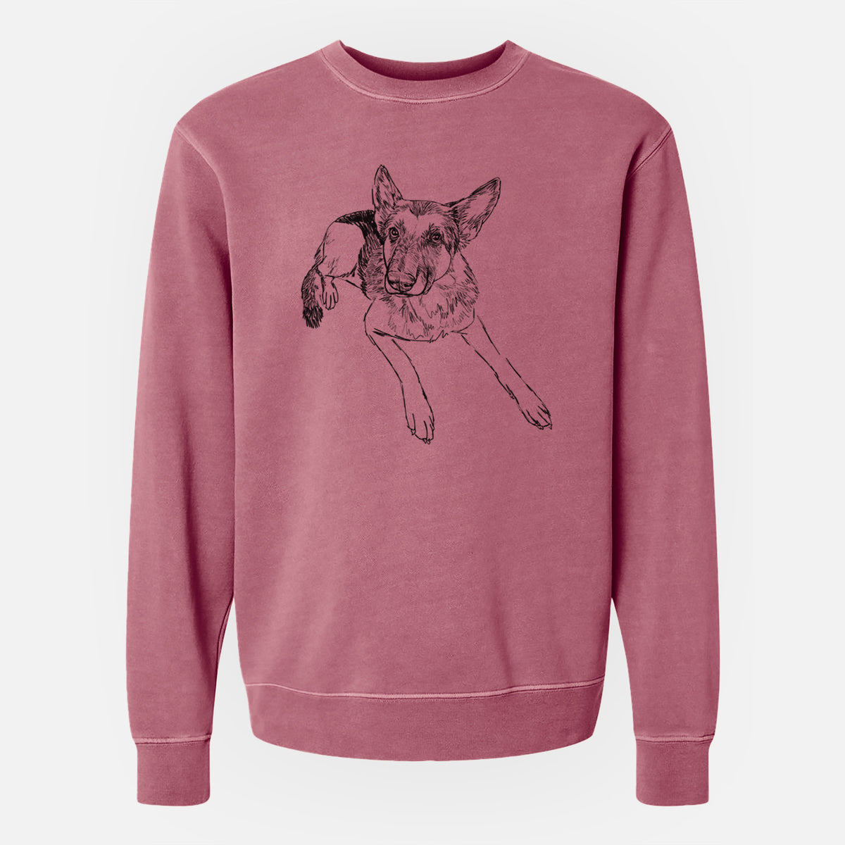 Doodled Lance the German Shepherd - Unisex Pigment Dyed Crew Sweatshirt