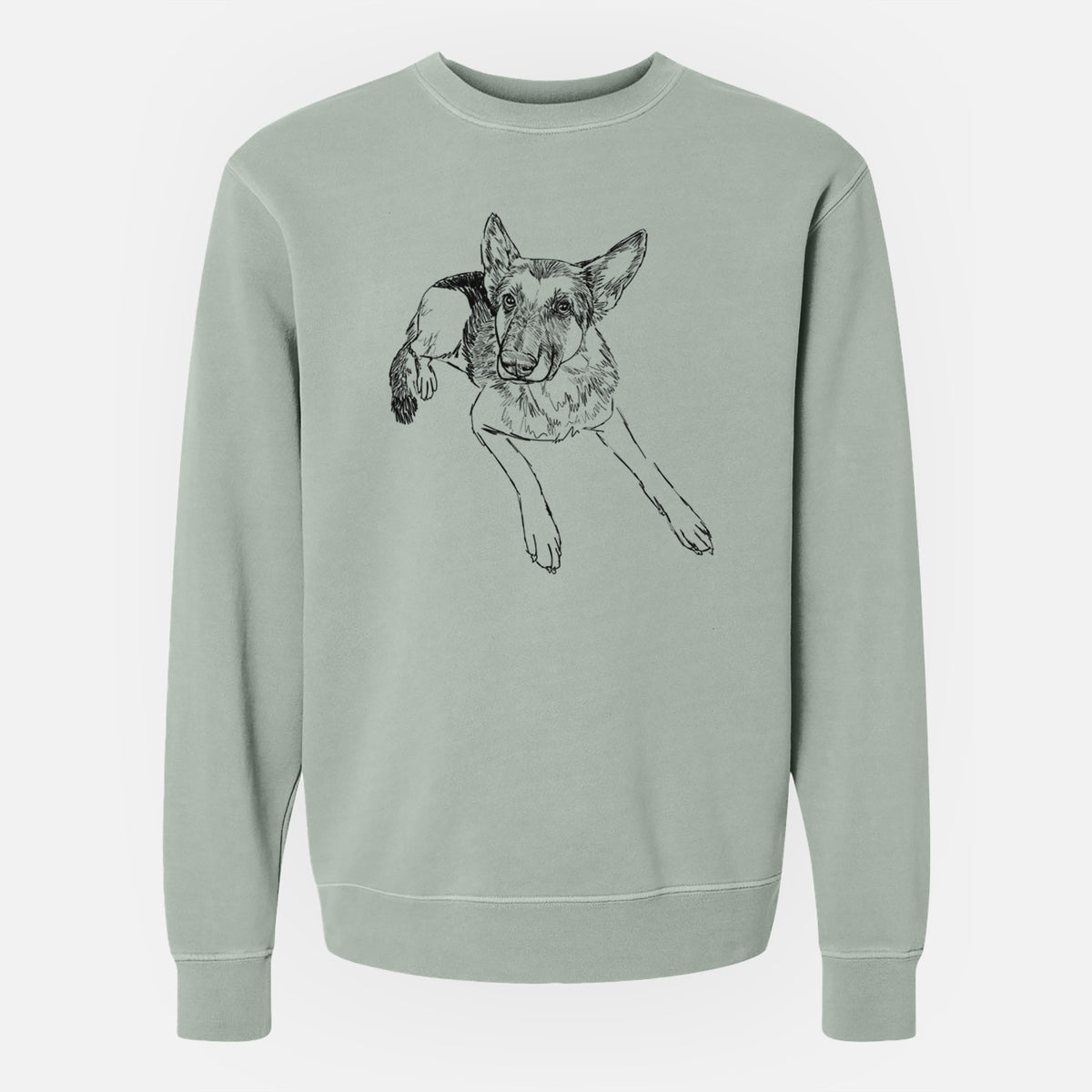 Doodled Lance the German Shepherd - Unisex Pigment Dyed Crew Sweatshirt
