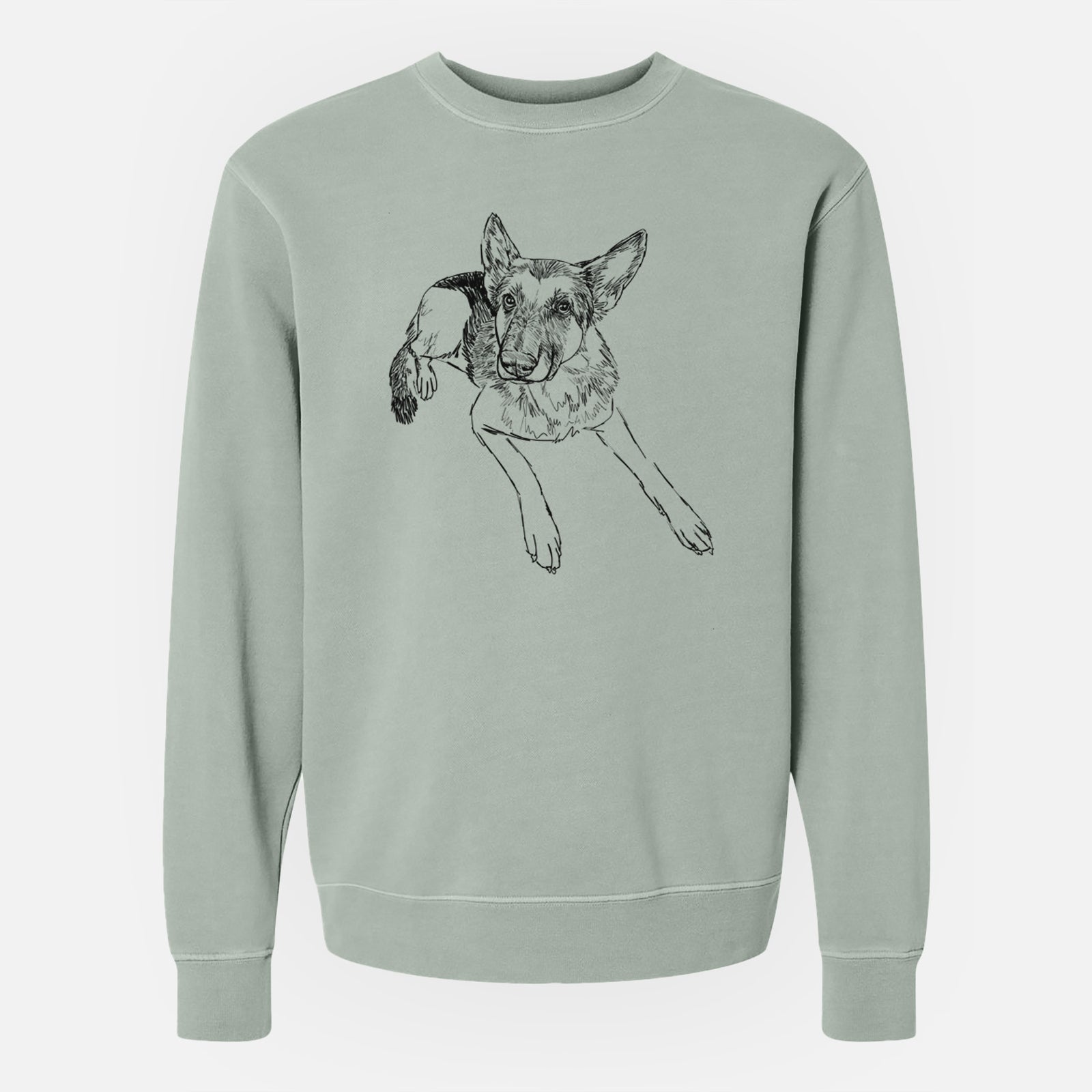 Doodled Lance the German Shepherd - Unisex Pigment Dyed Crew Sweatshirt