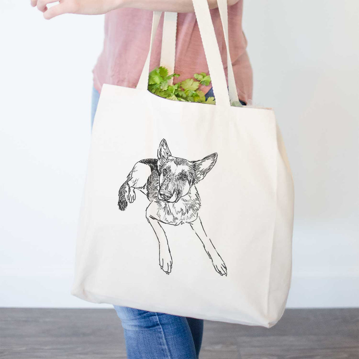 Doodled Lance the German Shepherd - Tote Bag