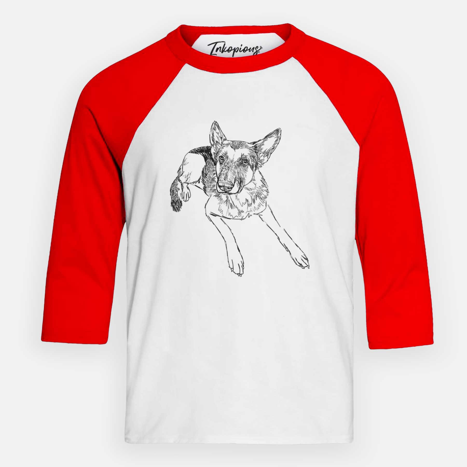 Doodled Lance the German Shepherd - Youth 3/4 Long Sleeve