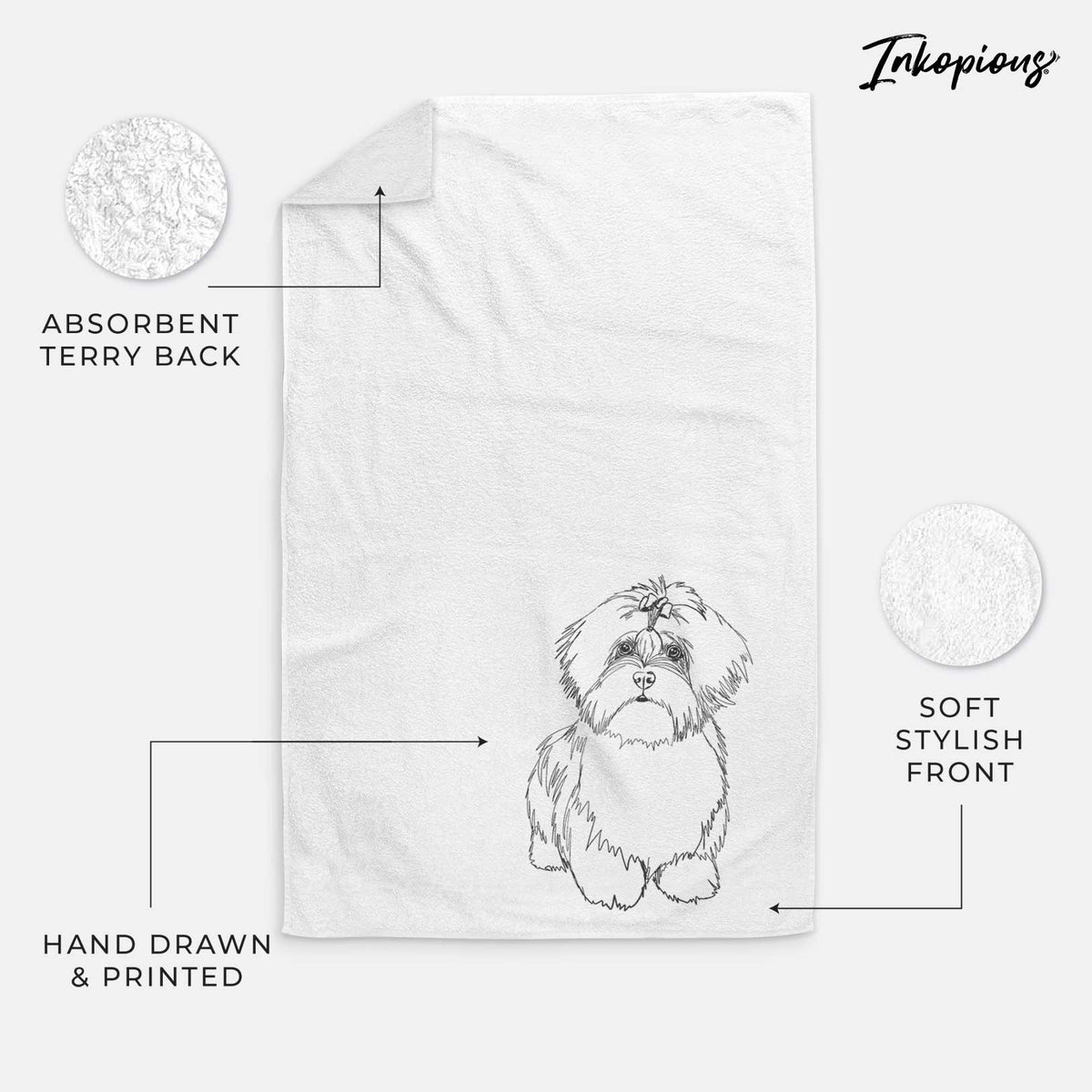 Doodled Laney the Lhasa Apso Decorative Hand Towel