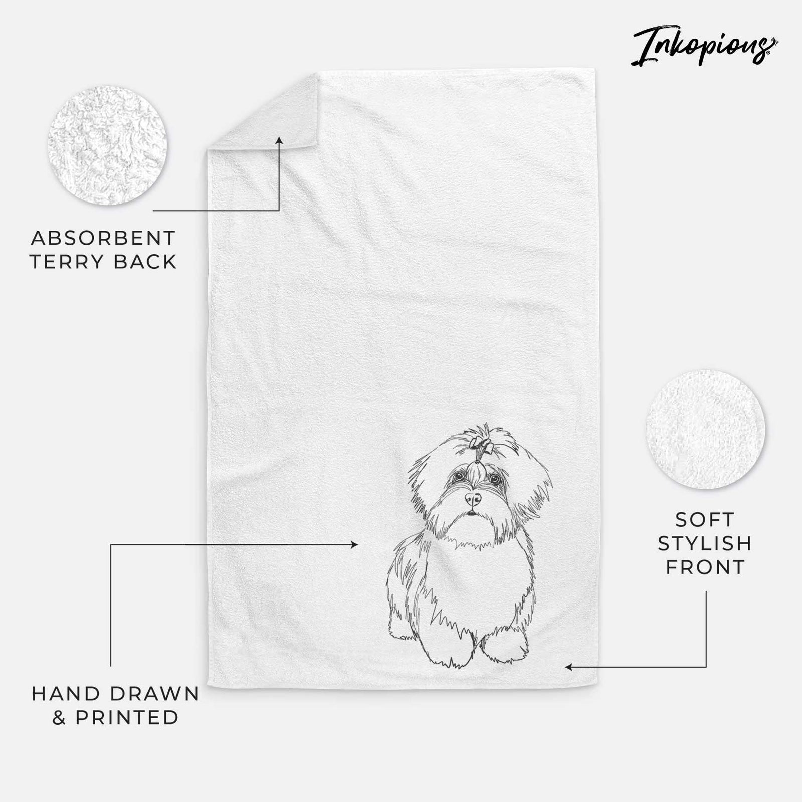Doodled Laney the Lhasa Apso Decorative Hand Towel