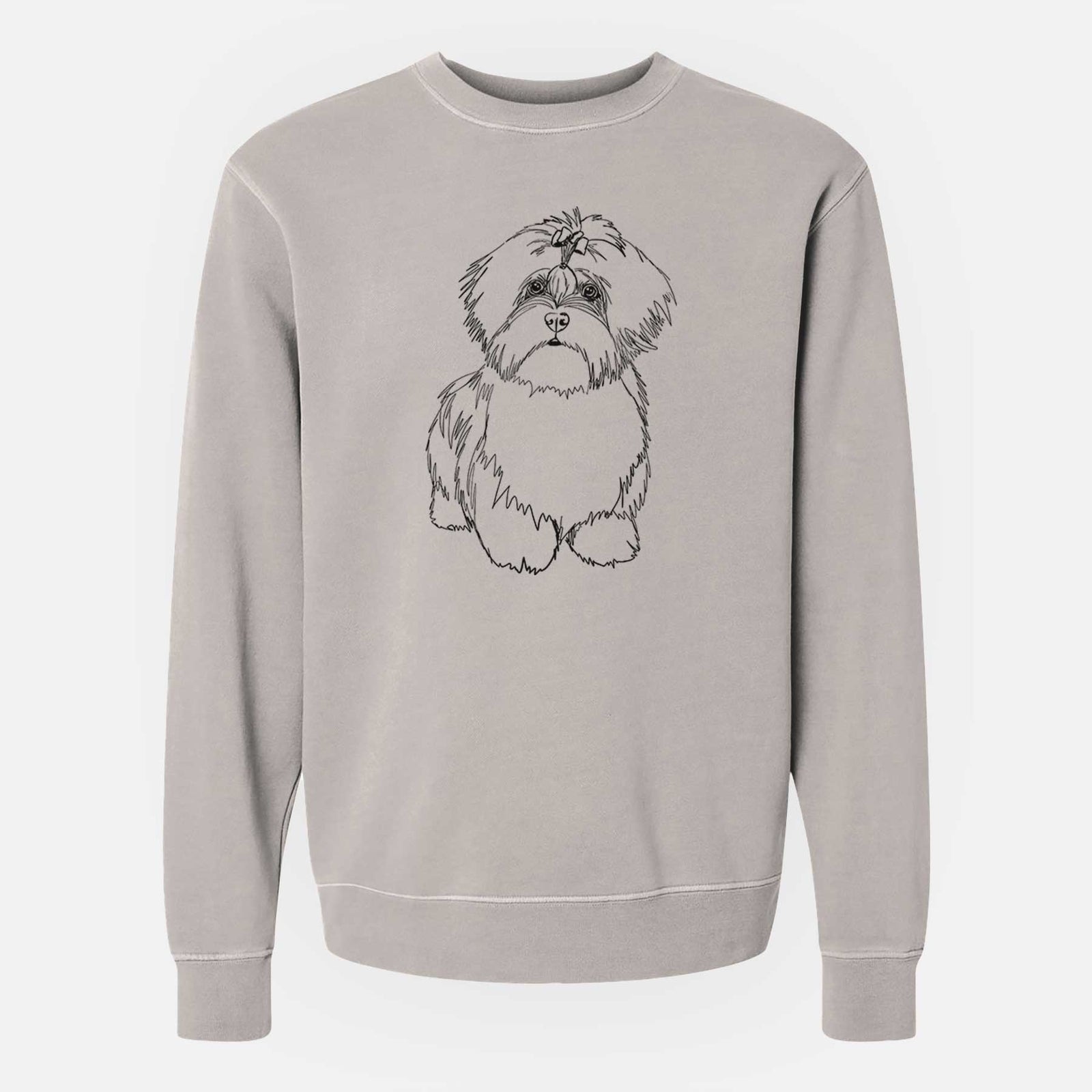 Doodled Laney the Lhasa Apso - Unisex Pigment Dyed Crew Sweatshirt
